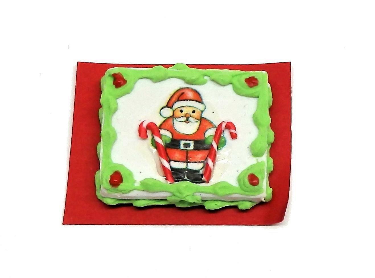 دمى البيت كعكة عيد الميلاد سانتا & كاندي قصب تصميم مصغرة 1:12