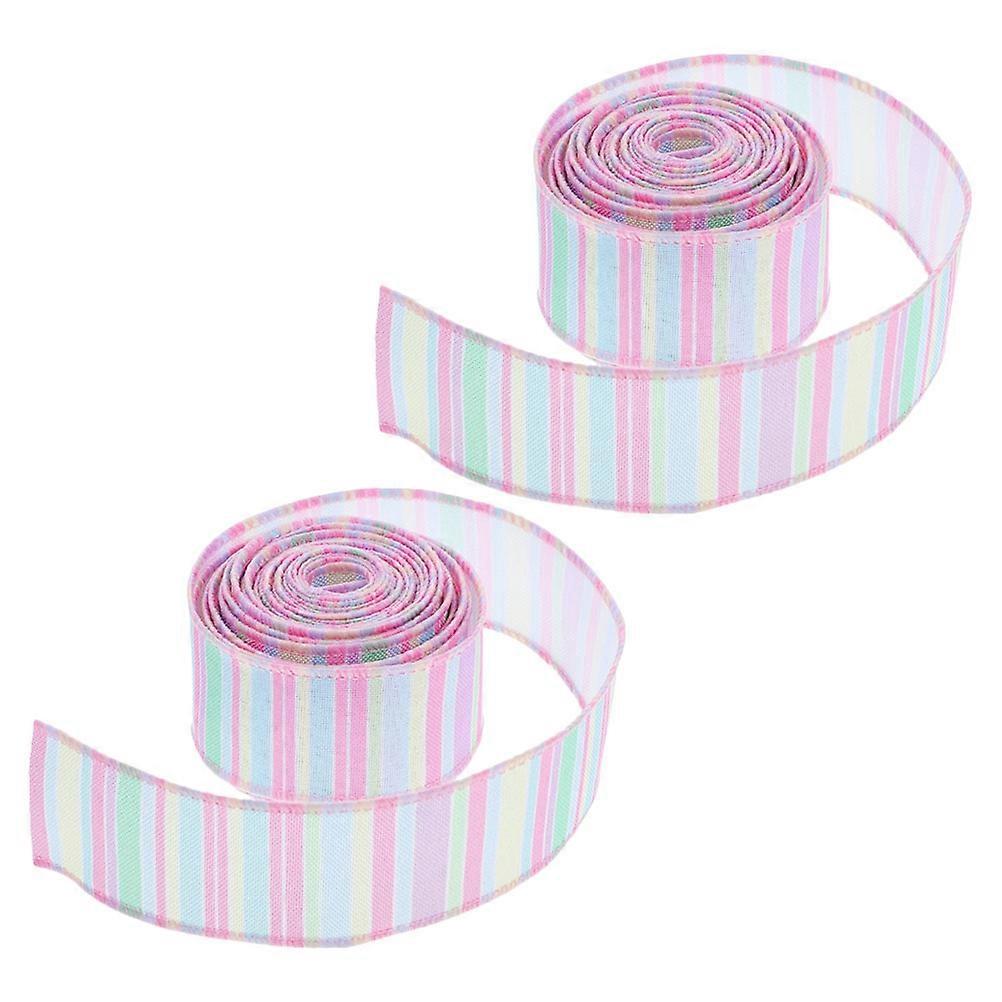 Multi Color Easter Ribbon for Present Wrap Decoration 2 Rolls Ribbon