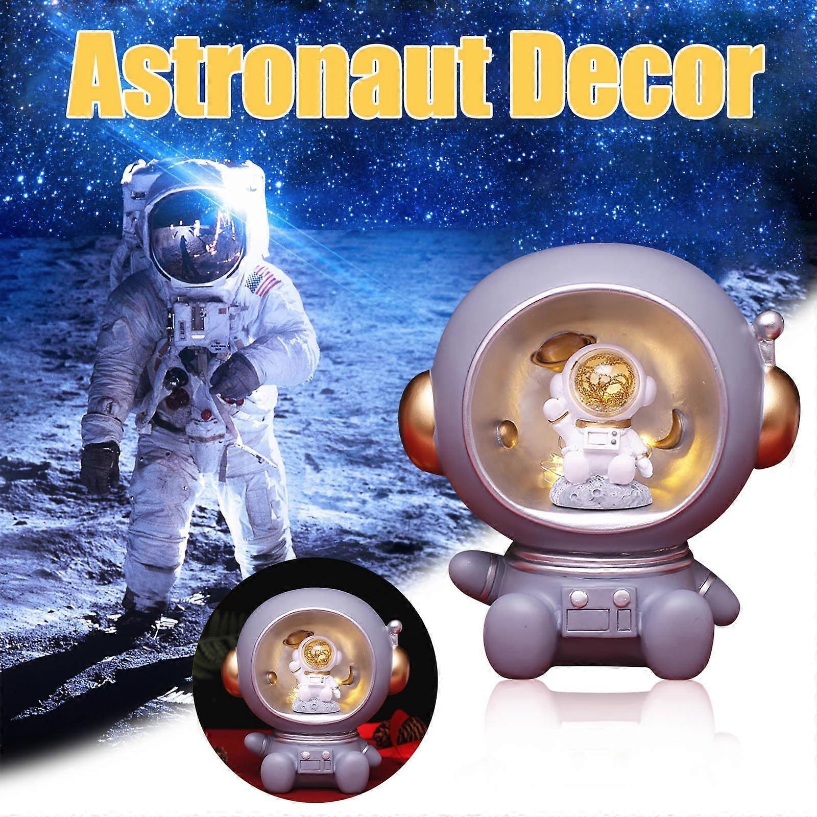 YiFudd LED Astronaut Nightlight Desktop Moonligh.t with Built-in Coin Cell Light