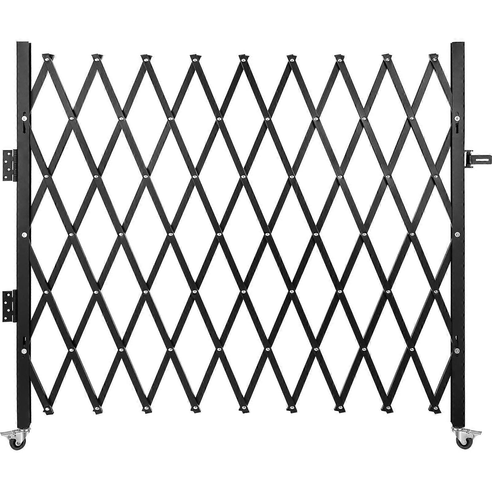Single Folding Security Gate, 7\' H x 6-1/2\' W Folding Door Gate, Steel Accordion Security Gate, Flexible Expanding Security Gate