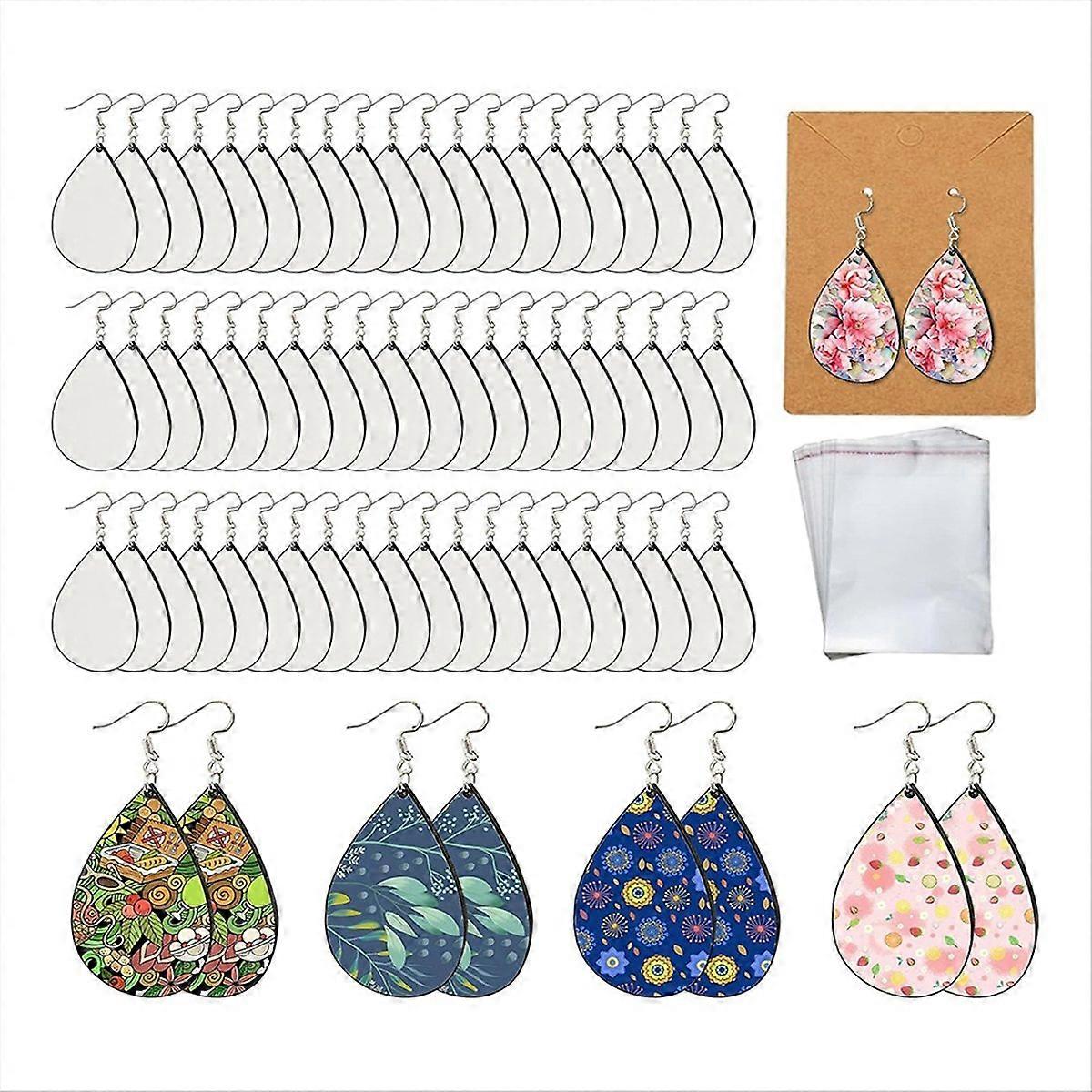 70pcs Sublimation Earring Blanks Bulk Double-Sided MDF Wood Blank