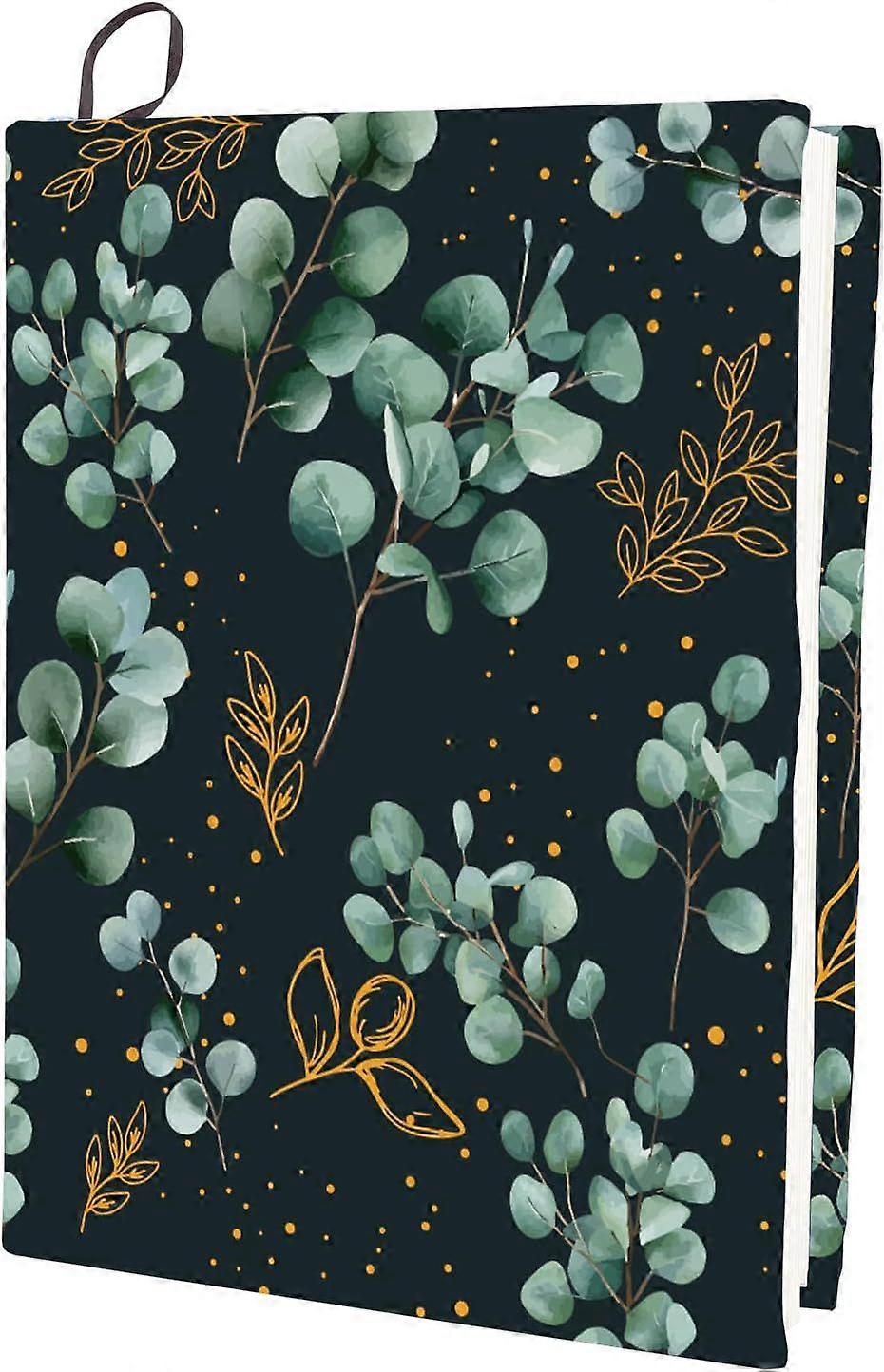 Leaf Stretchable Book Cover Retro Plant Washable Reusable Large Nylon Book Protector Elastic Notebook Wraps Suitable for 9 x 11inch Hardcover Books Cl