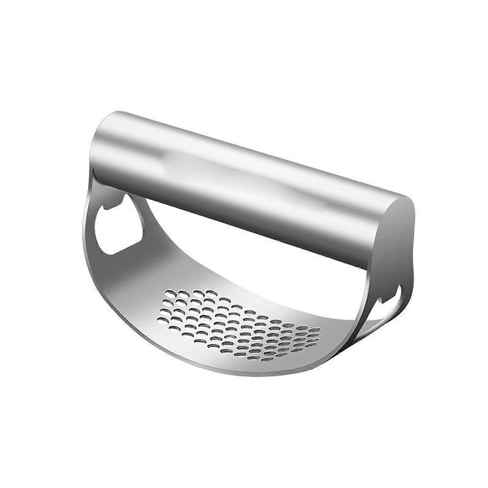 Stainless Steel Garlic Press Crusher 3in1 Mincer Tool with Ergonomic Curved Handle for Kitchen