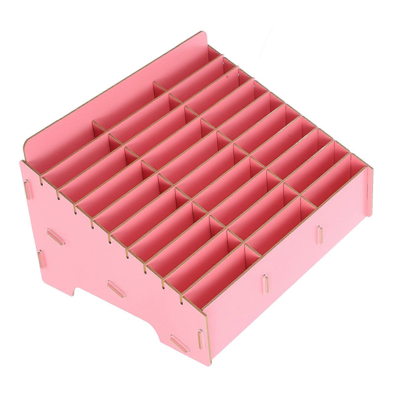 Wooden Cell Phone Storage Box for Storage Multi Compartment Desktop Organizer 30-Compartments