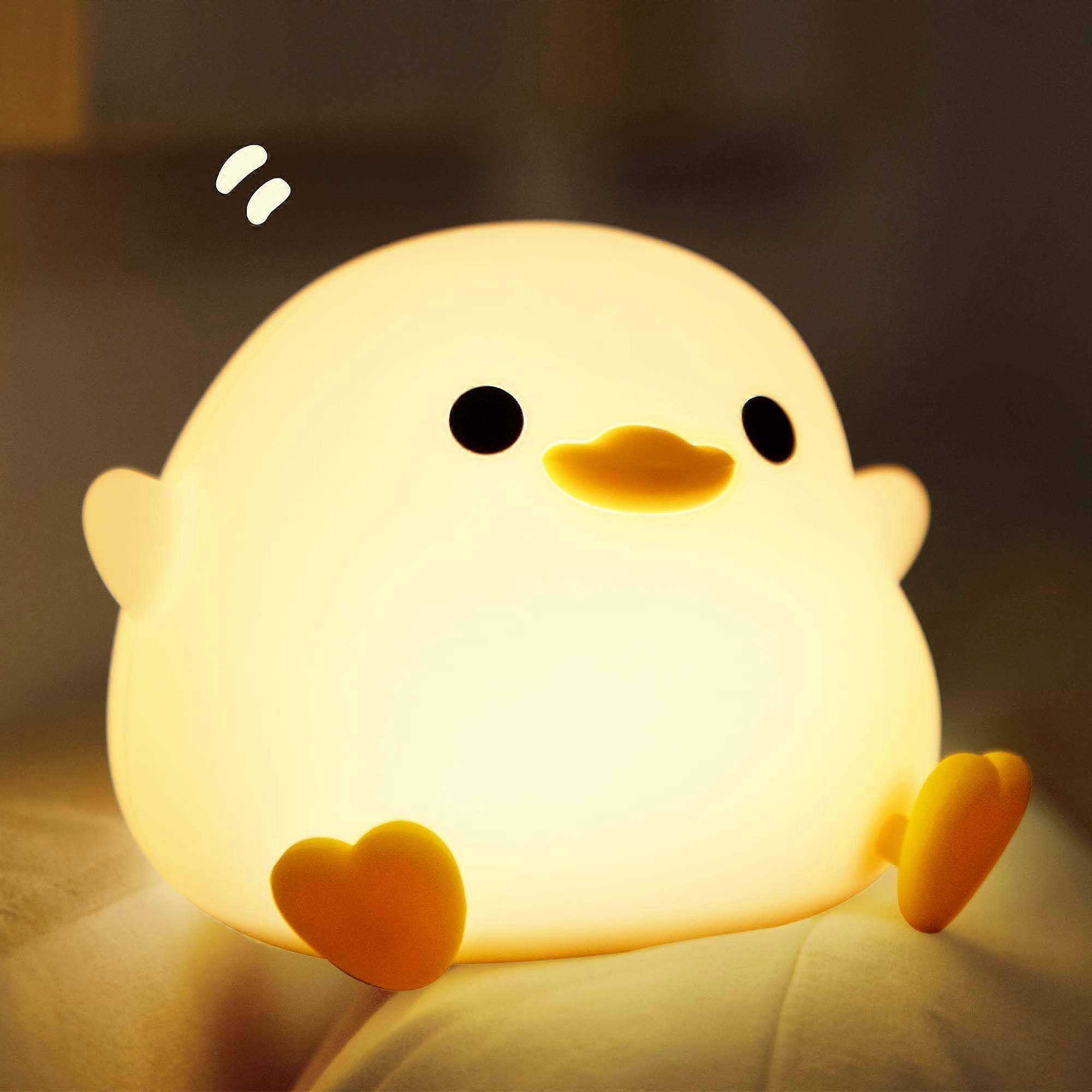 Rechargeable LED Night Light for Kids Duck Silicone Lamp with Touch Control and Adjustable Brightness