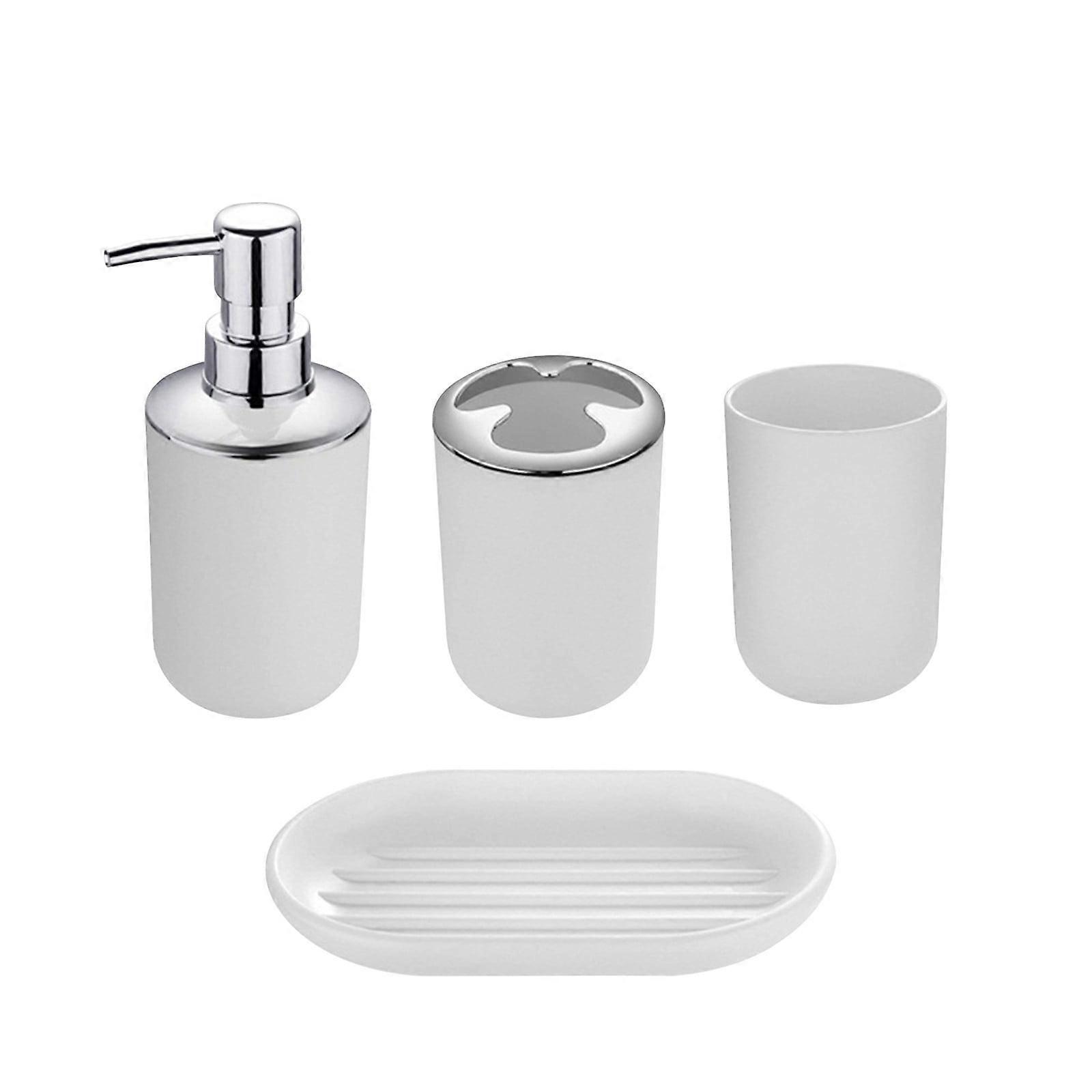 hoksml 4-Piece Modern Bathroom Accessory Set, White