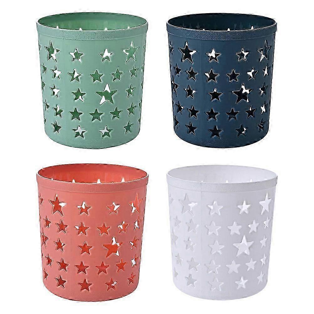 4Pcs Decorative Storage Buckets Five-pointed Star Hollowed Pen Holders for Home