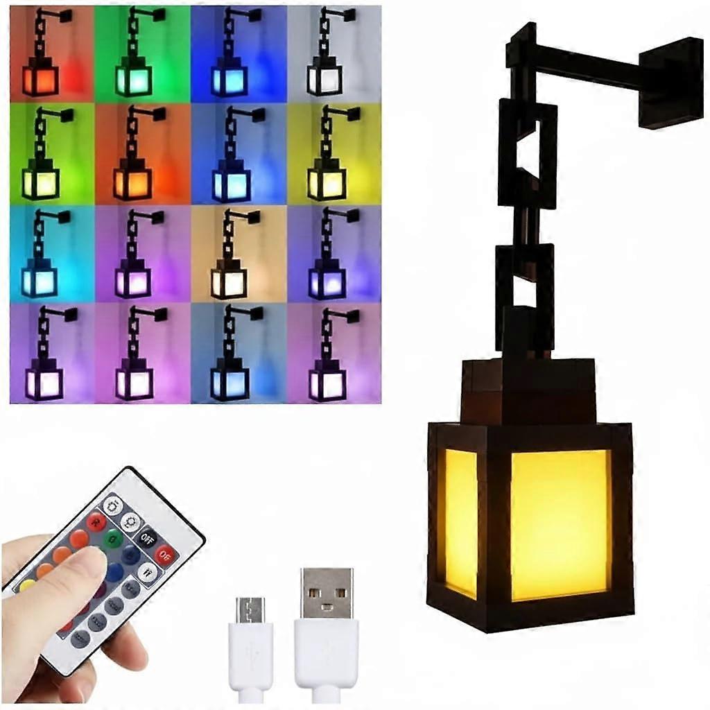 RGB Gaming Lamp Pixel Lantern Light with 16 Colors, Remote and Touch Control, USB Rechargeable