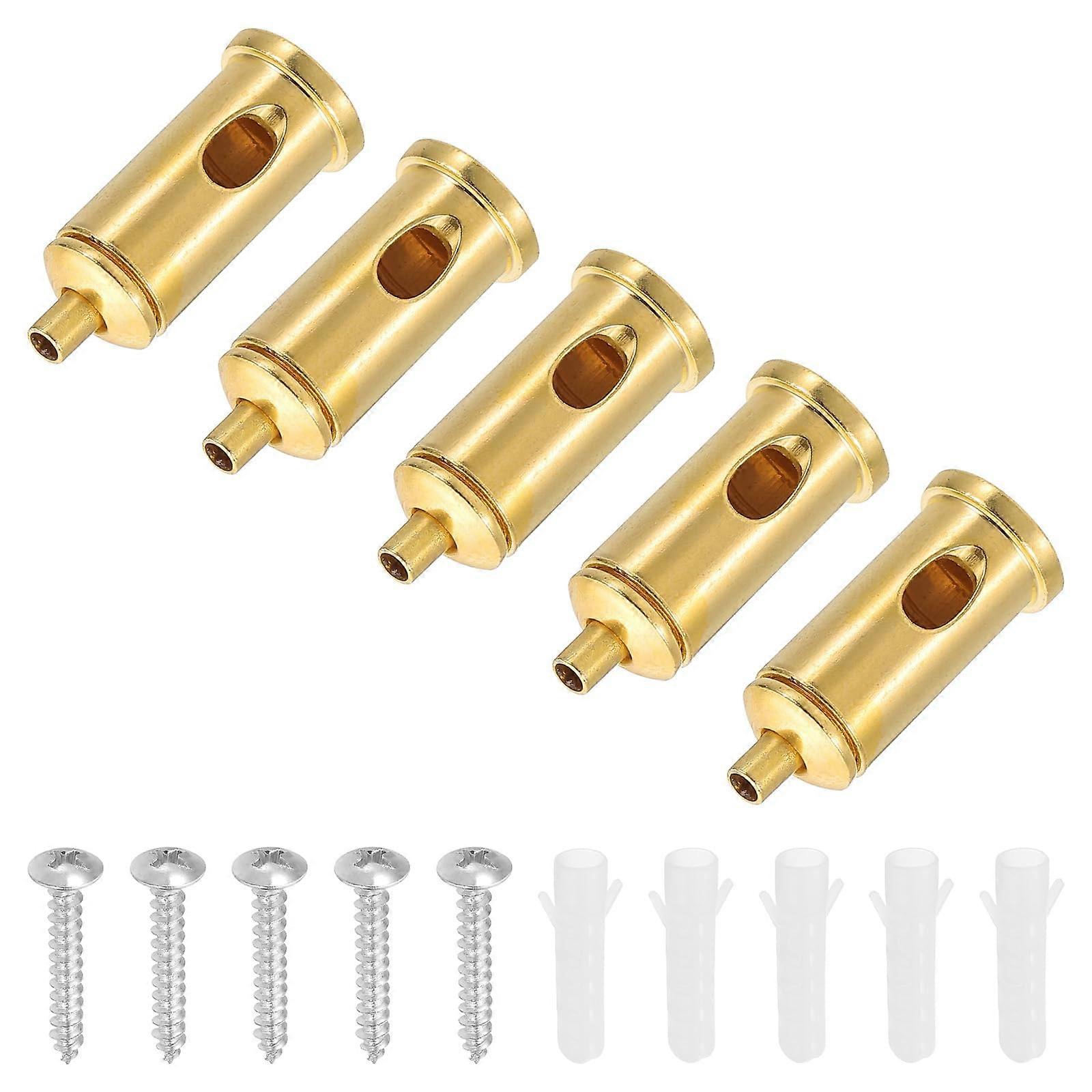 Cord Grip Connector 5 Set Gold Tone M10 Adjustable Wire Rope Cable Clamp with Base for Chandelier Lighting