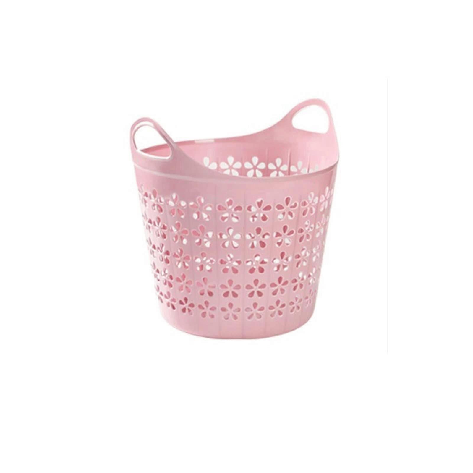 Foldable Silicone Laundry Basket with Hollow Ventilation Panels, Portable Clothes Hamper Pink