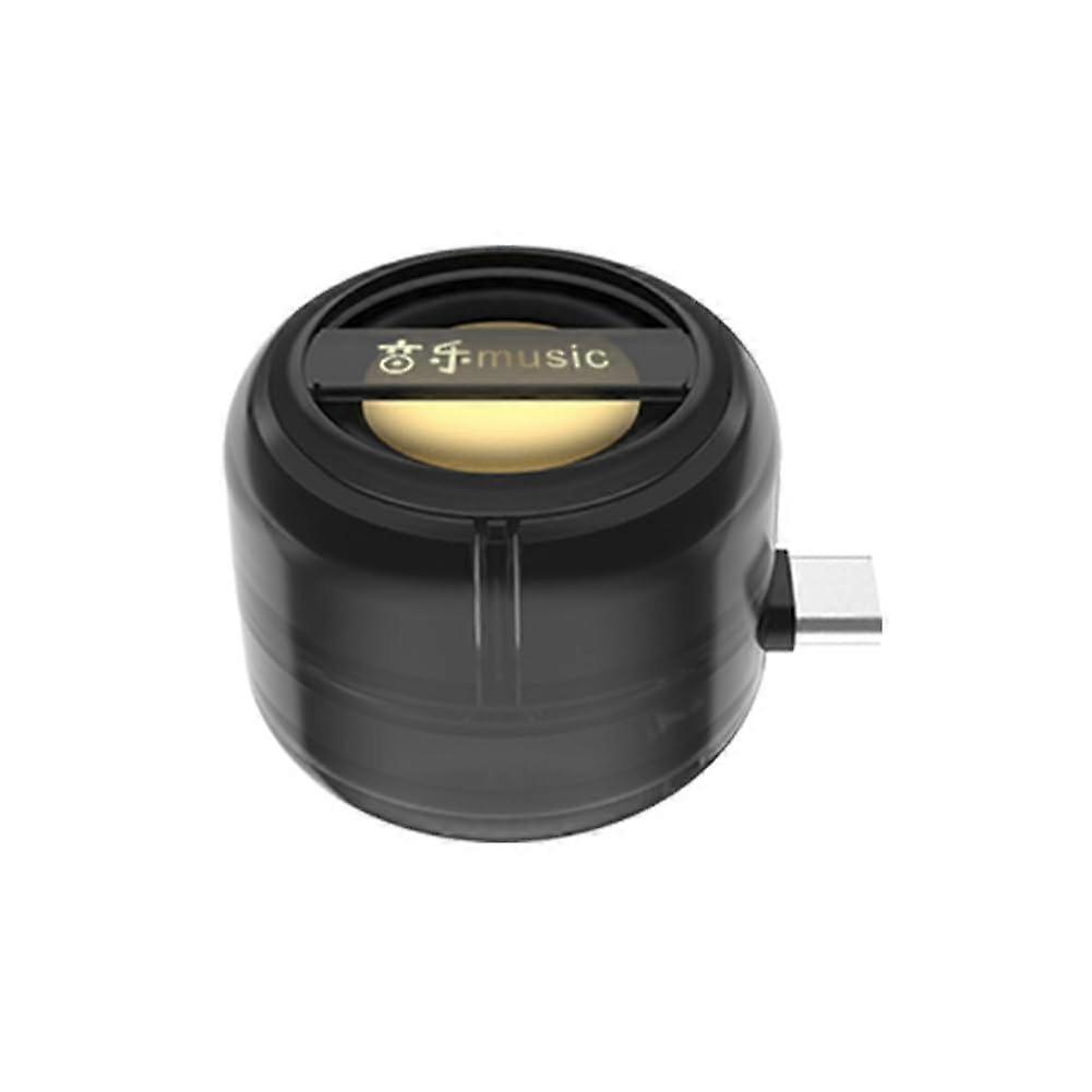 Portable Mini Speaker Compact Universal TypeC Sound Box PlugIn Mobile Phone Amplifier External Wired Black