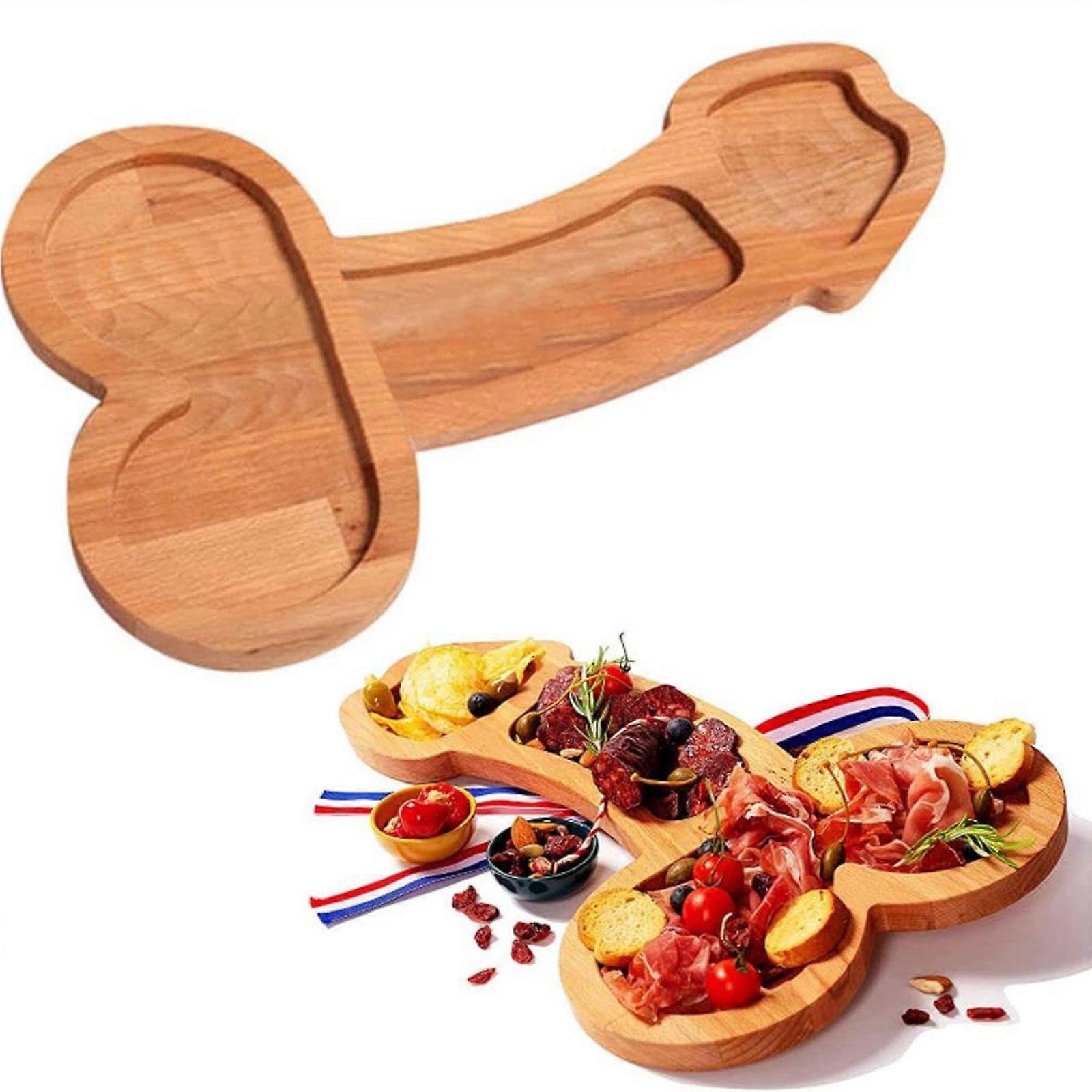 Large Wooden Charcuterie and Cheese Board with Three Compartments, Acorn Shape, Sustainable Hardwood