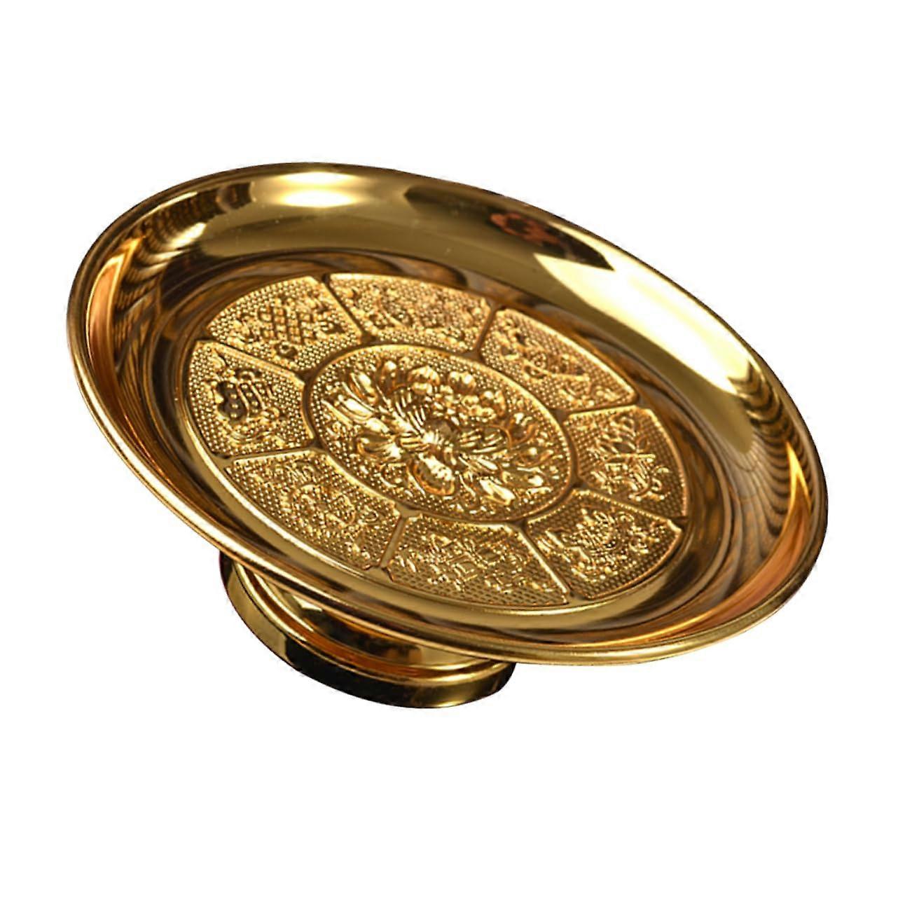 Elegant Temple Offering Tray with Elevated Base, Durable Buddhist Altar Fruit Bowl Display