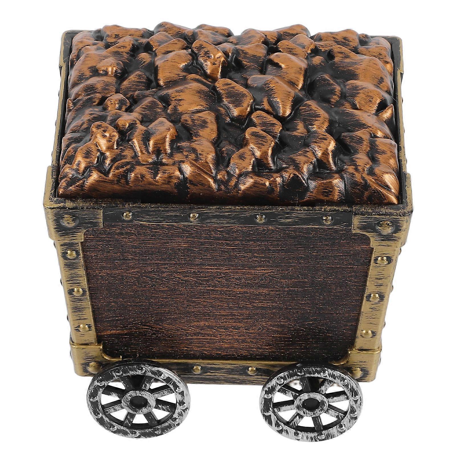 Light Brown Mining Cart Toy Storage Chest for Kids Practical Use