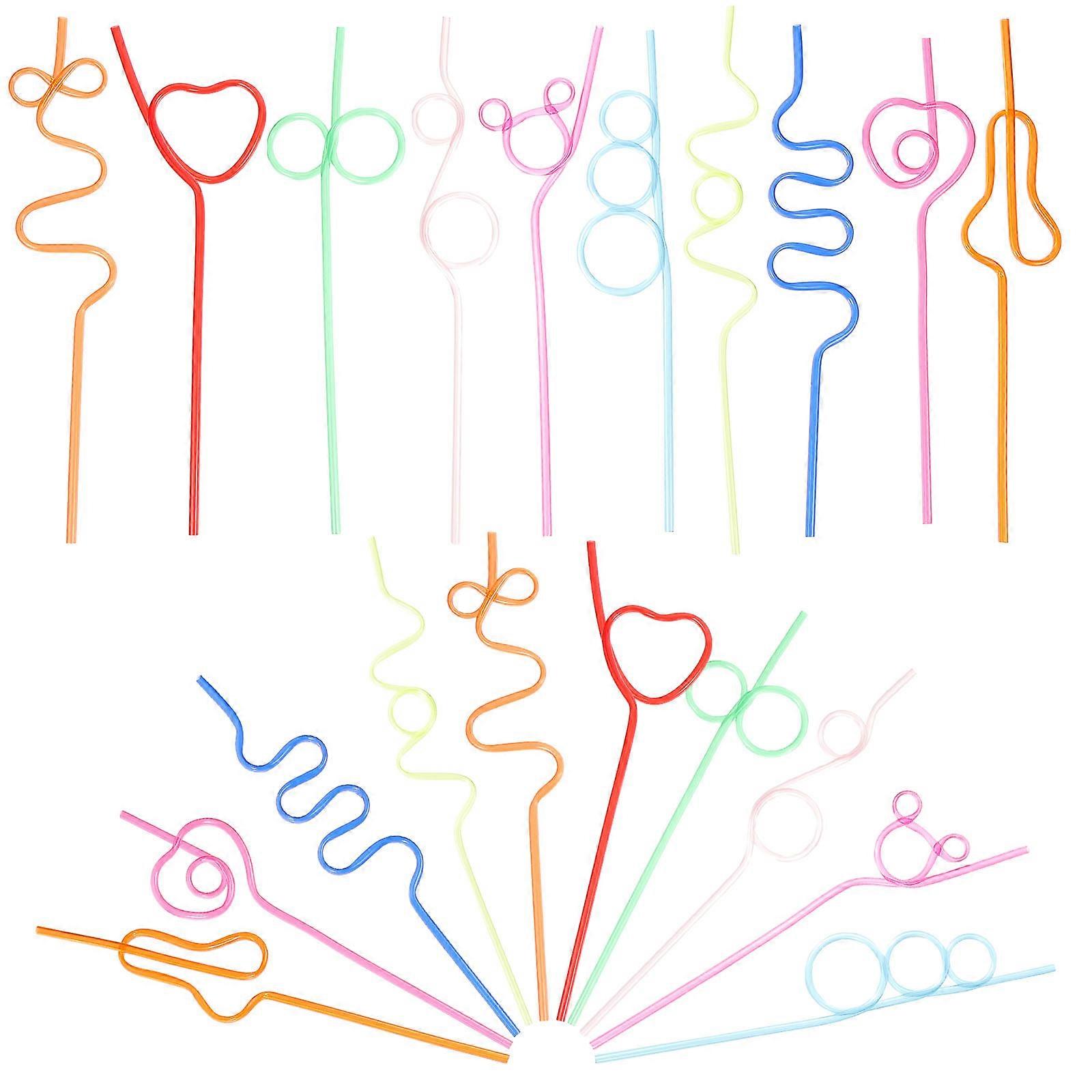 Funny Straws for Party Use Assorted Color Novelty Creative Shape Straws 20 Pcs