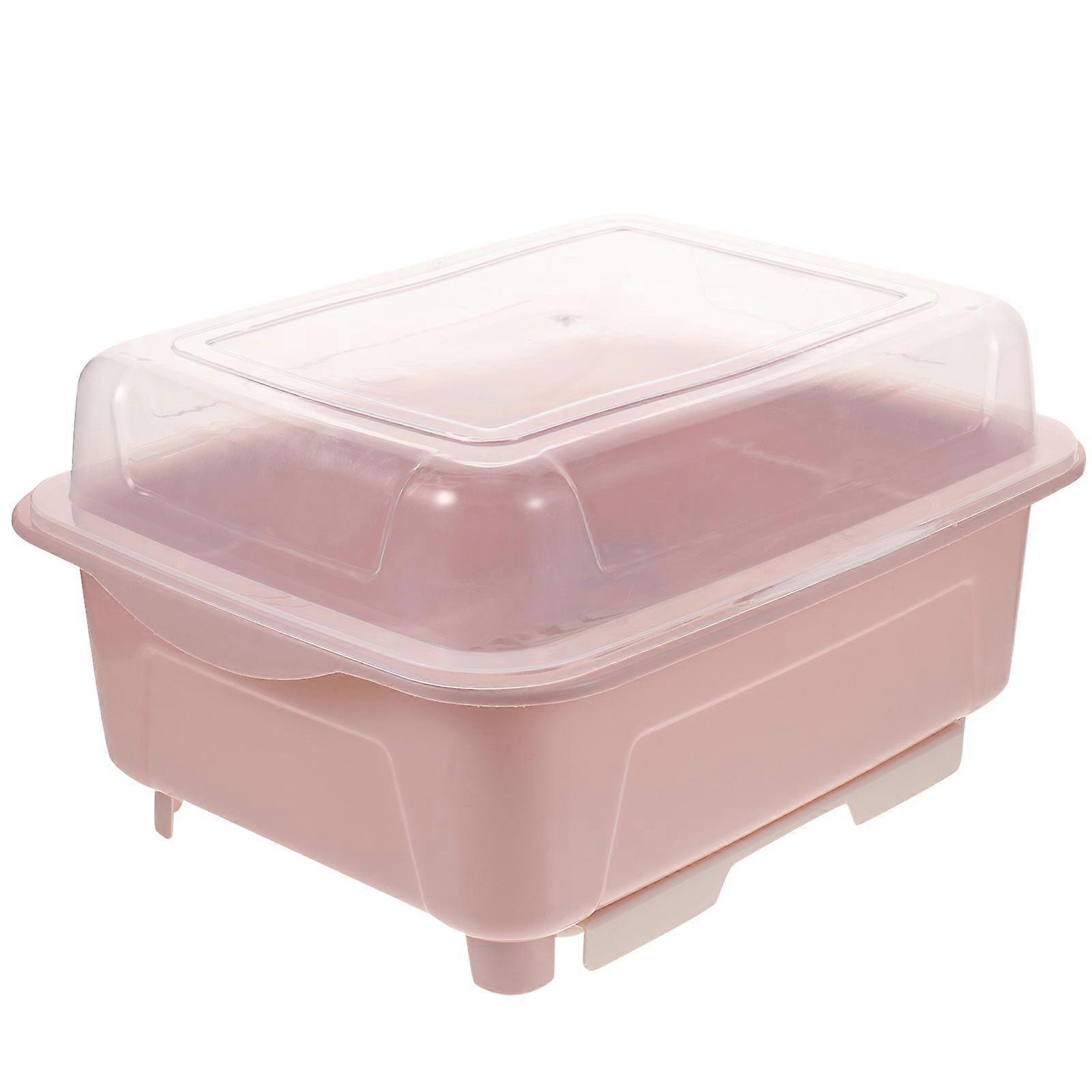 Pink Dish Drainer with Lid Kitchen Drying Rack for Bee Use