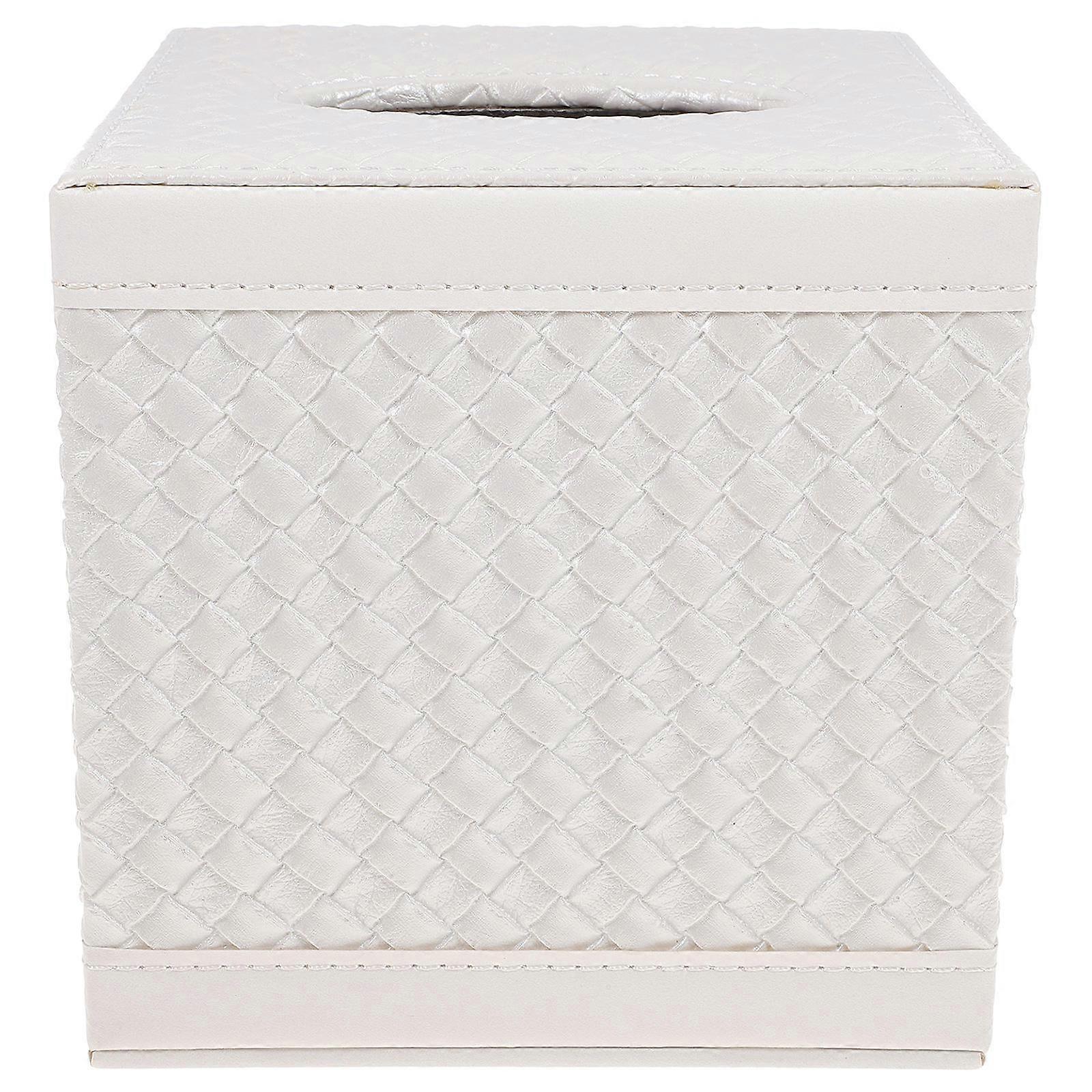 Square Tissue Box Cover for Household Bathroom Use 1Pcs White