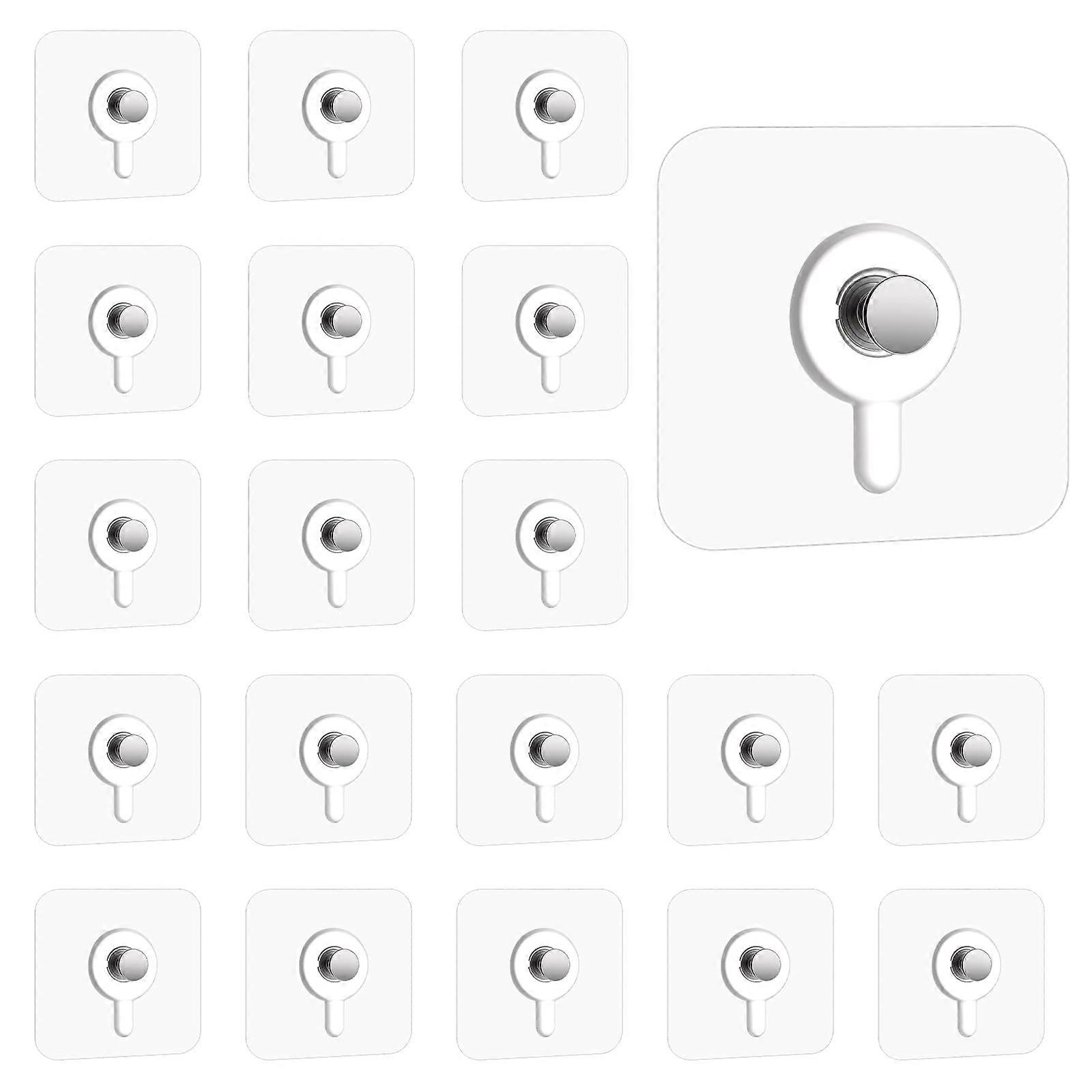 20PCS Adhesive Wall Hooks No Drill Easy Install Waterproof Rustproof Heavy Duty for Bathroom Kitchen