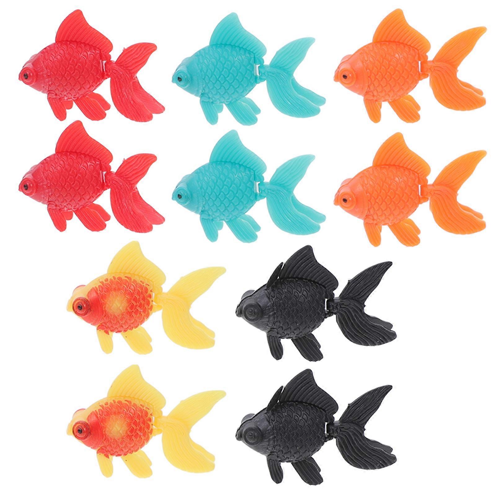 Fake Fish Simulated Goldfish Plastic Decor for Fish Tank 10Pcs Set