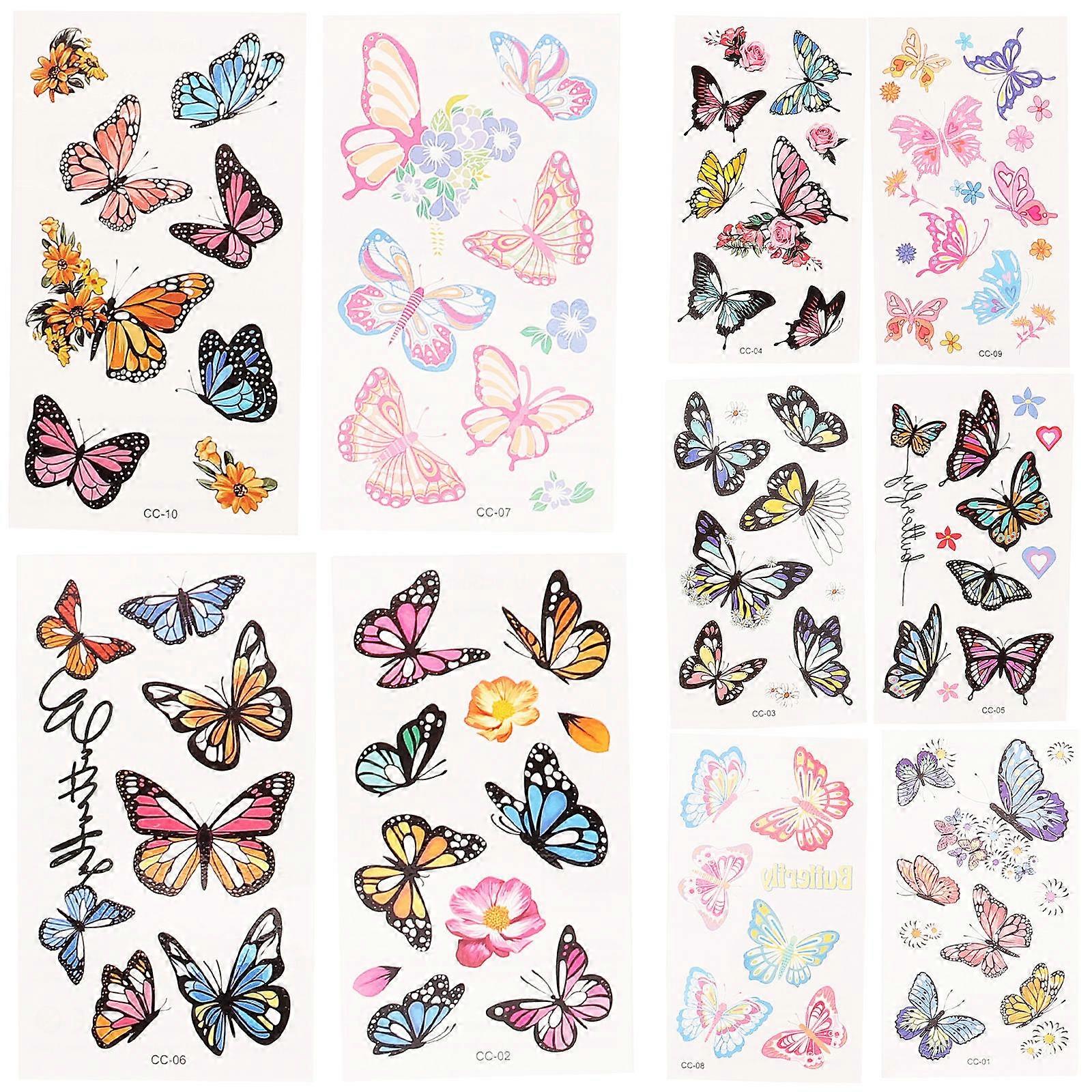 Makeup Stickers Butterfly Stickers for Decoration 10 Sheets