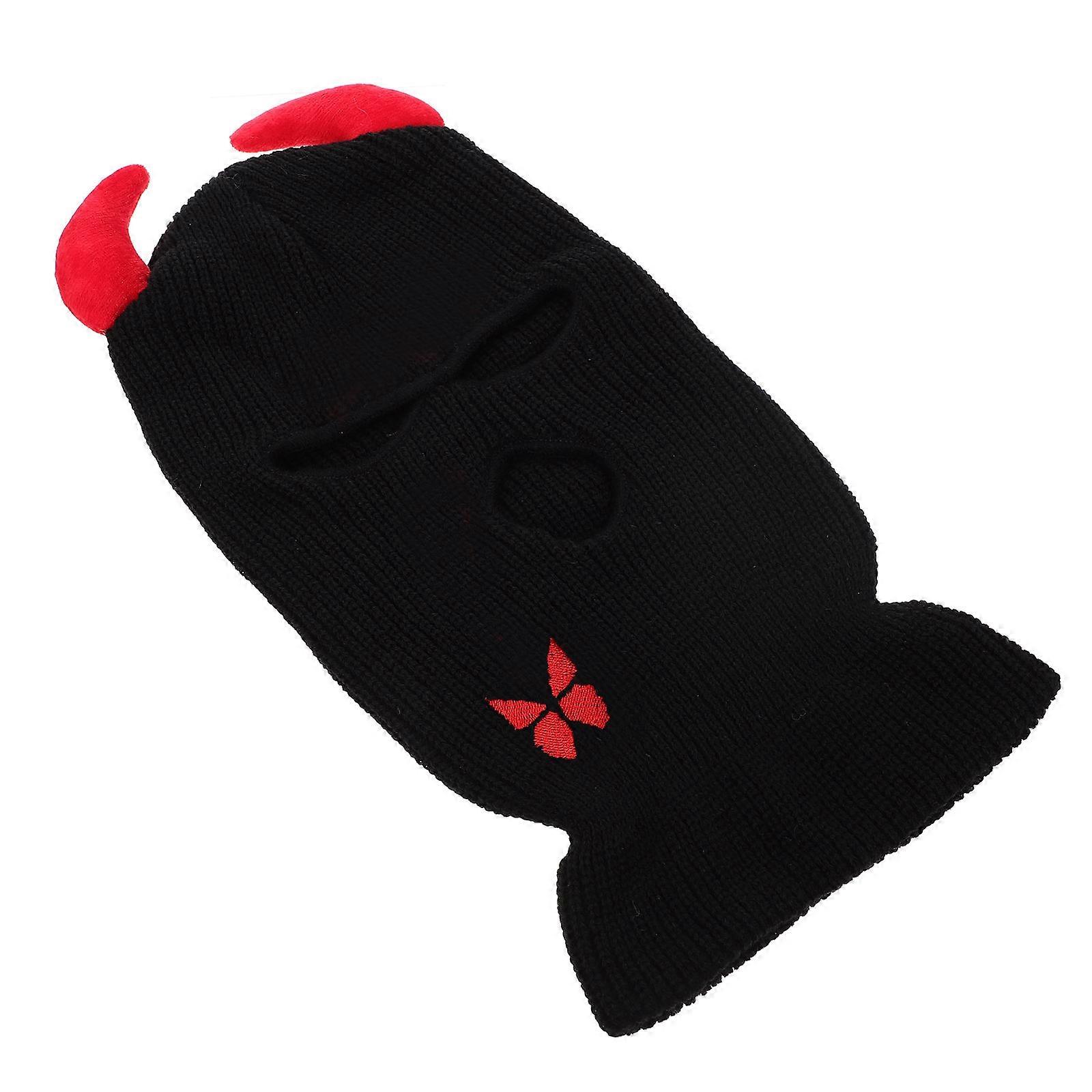Outdoor Warm Hat for Cold-Proof Skiing with Full Coverage Mask 2Pcs Black