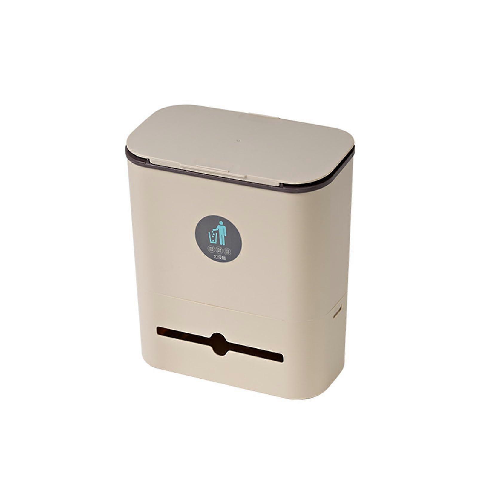 Hanging Trash Can 9L Wall Mounted Garbage Bin with Sliding Lid for Kitchen and Bathroom