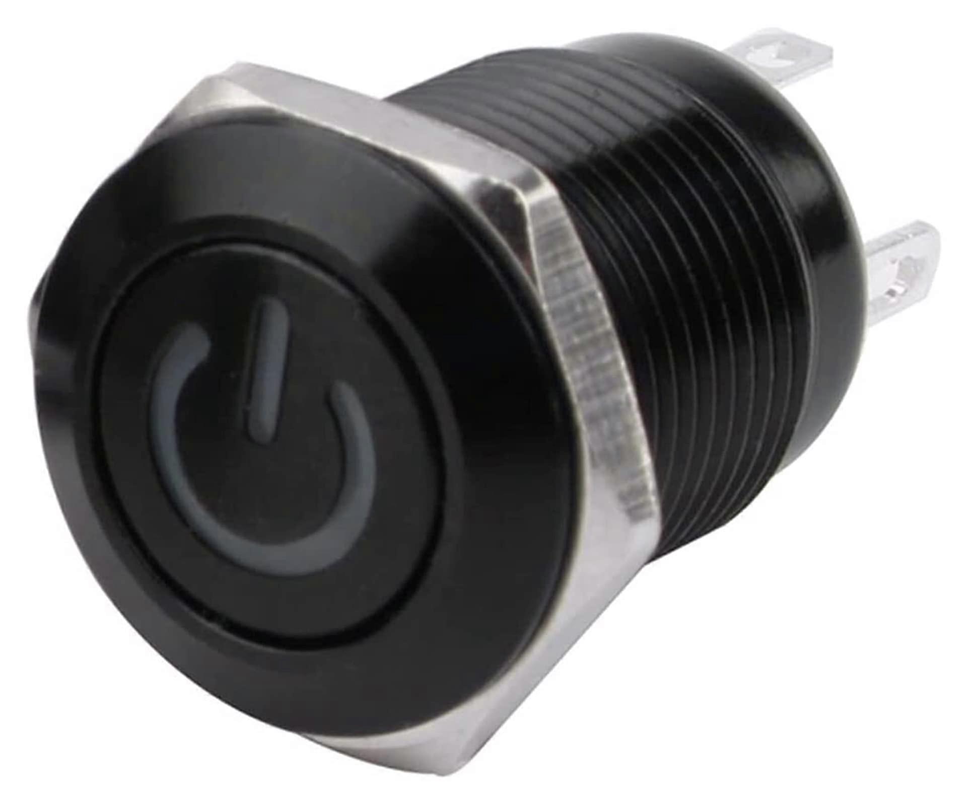 12mm Waterproof Oxidized Black Metal Push Button Switch with LED Indicator Momentary or Latching for PC Power