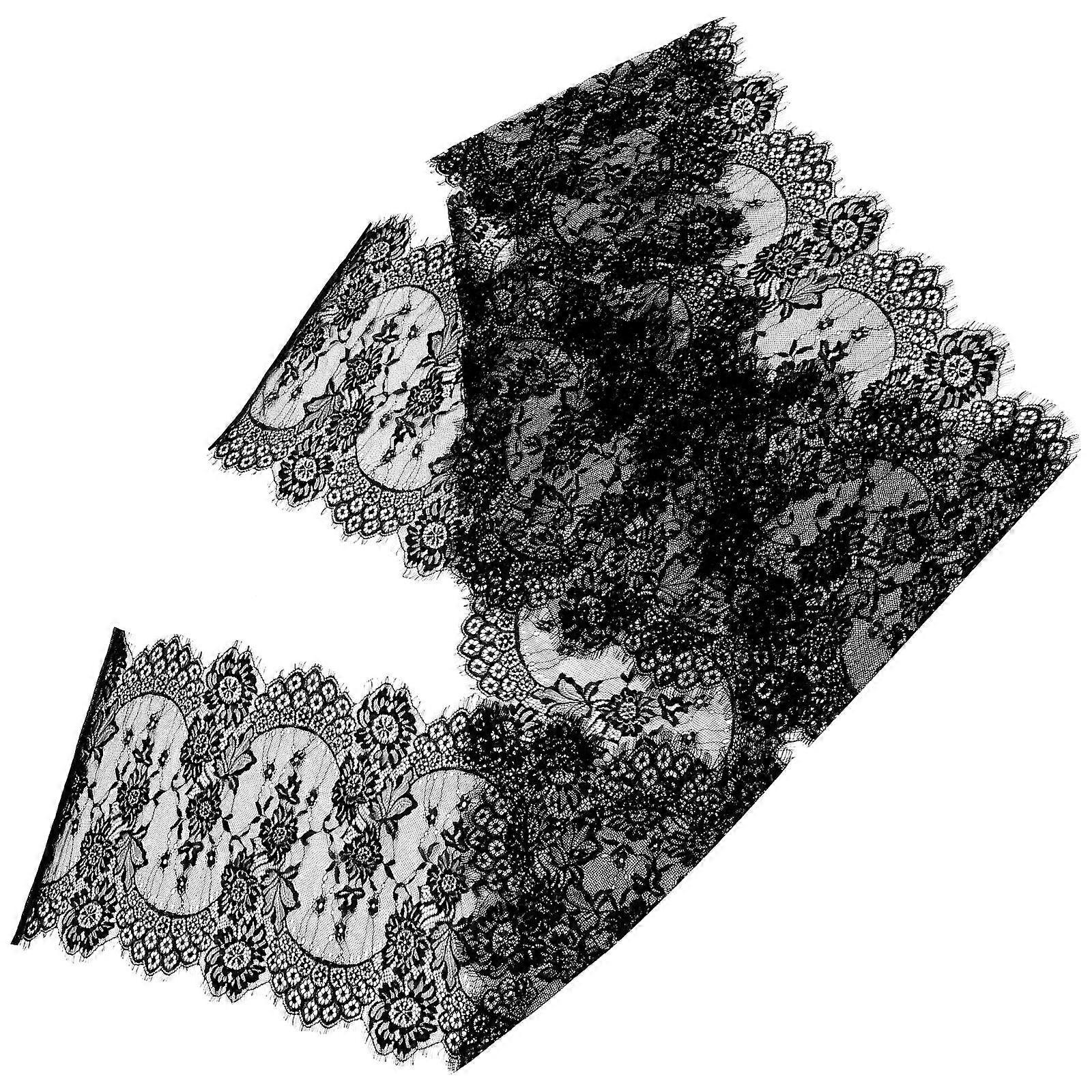 Black Lace Table Runner Cotton Material for Table Decor 1 Piece