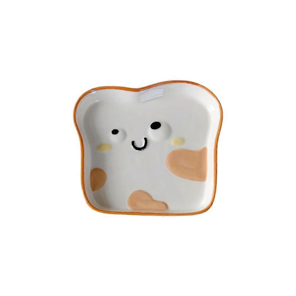 Square Ceramic Dinner Plate with Unique Bread Pattern, Underglaze Porcelain Dessert Plate, Dishwasher Safe