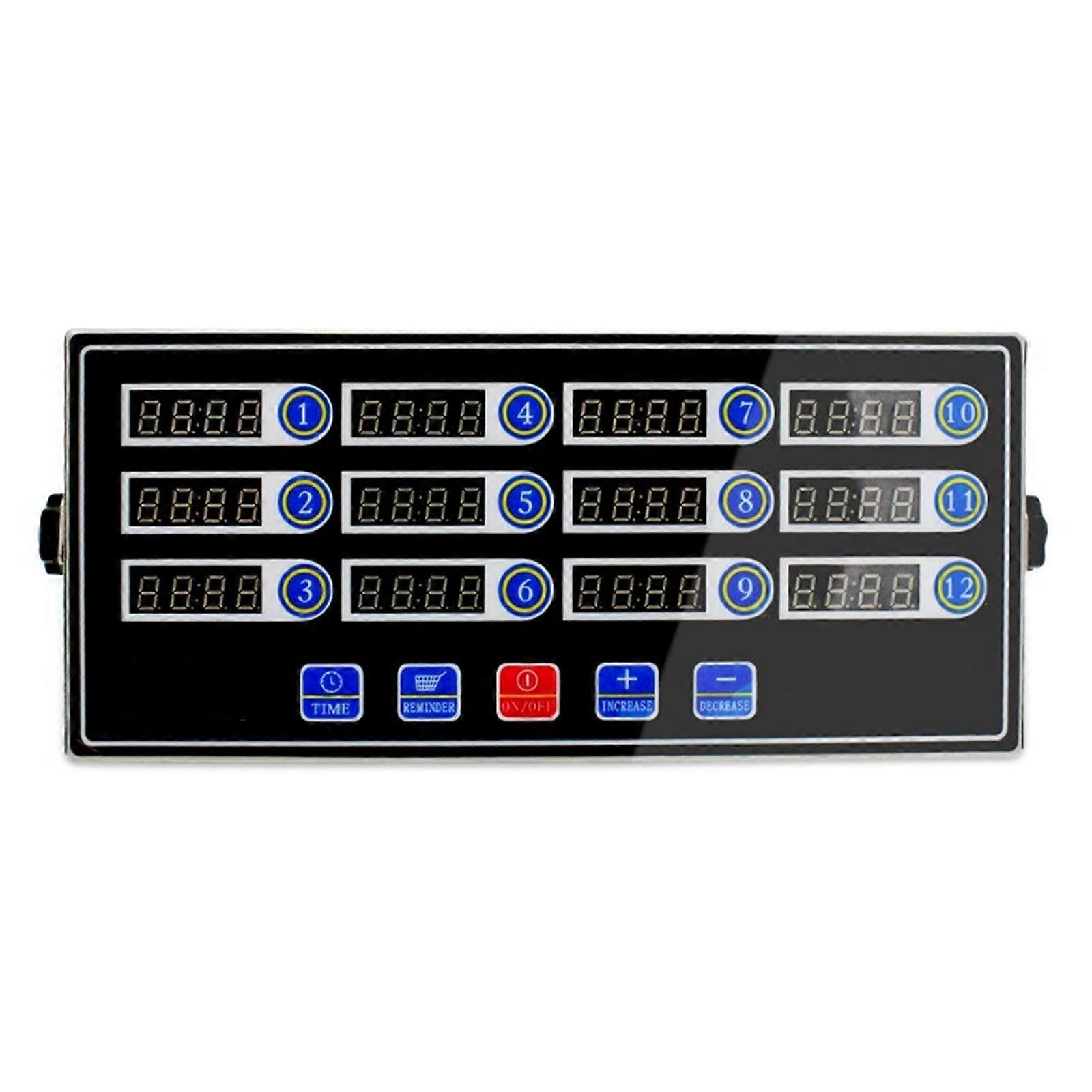 12 Channel Kitchen Timer with Adjustable Volume Alarm, Dual Display for Home and Restaurant Cooking