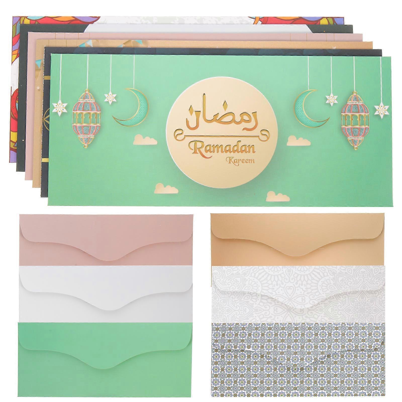 Unique Eid Mubarak Envelopes Eid Cash Envelopes Graduation Ceremonies Rectangular 18x8cm Invitation Packaging 6Set
