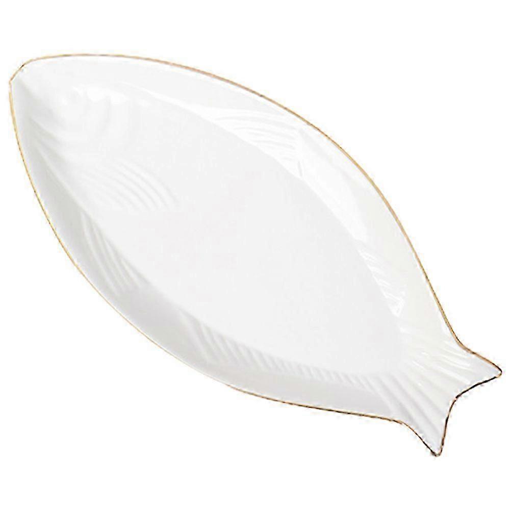 Ceramic Plate Fish Serving Plate for 2Pcs Food Tray