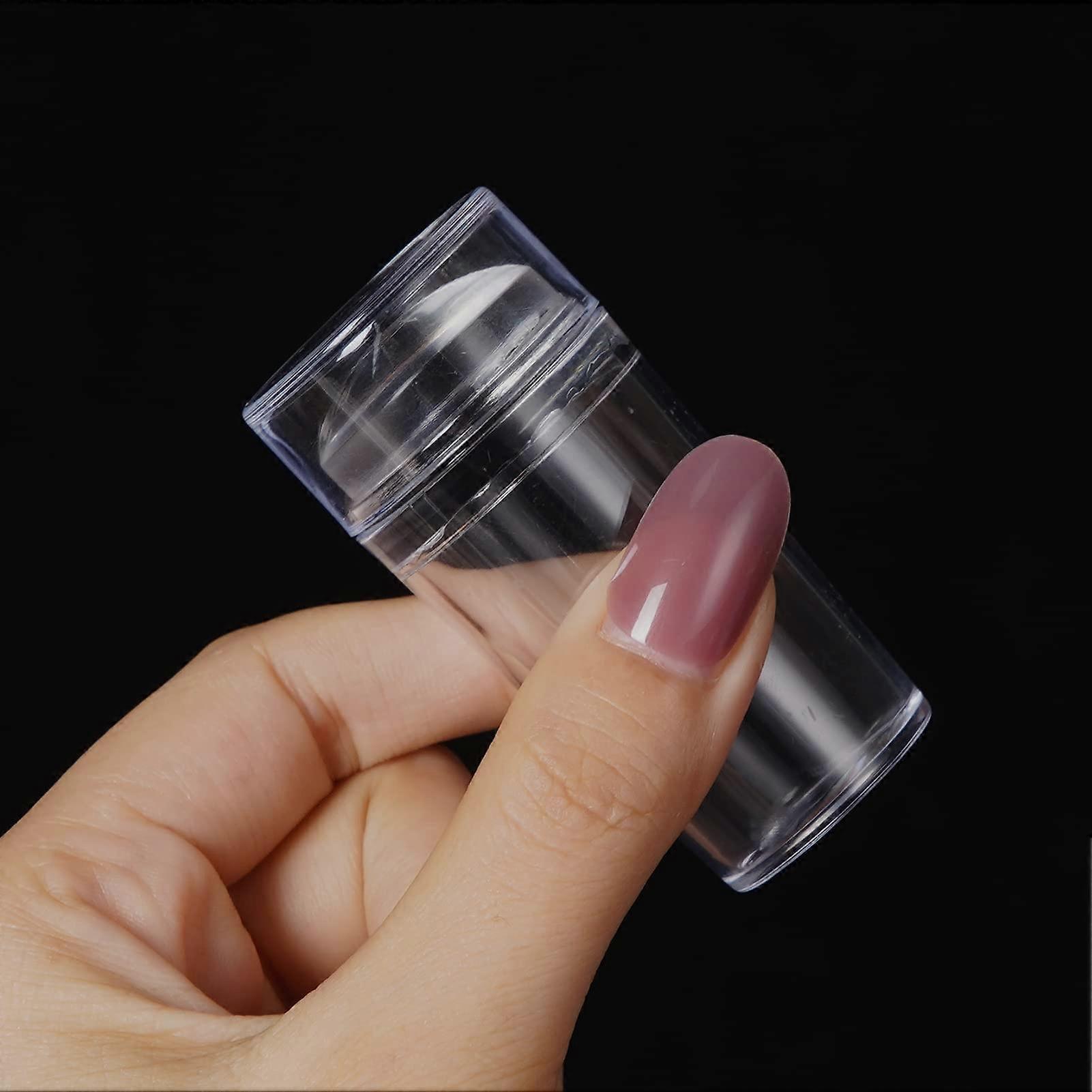 Nail Art Stamper Set Transparent Silicone Crystal Head with Scraper for Precise DIY Manicure 2pcs