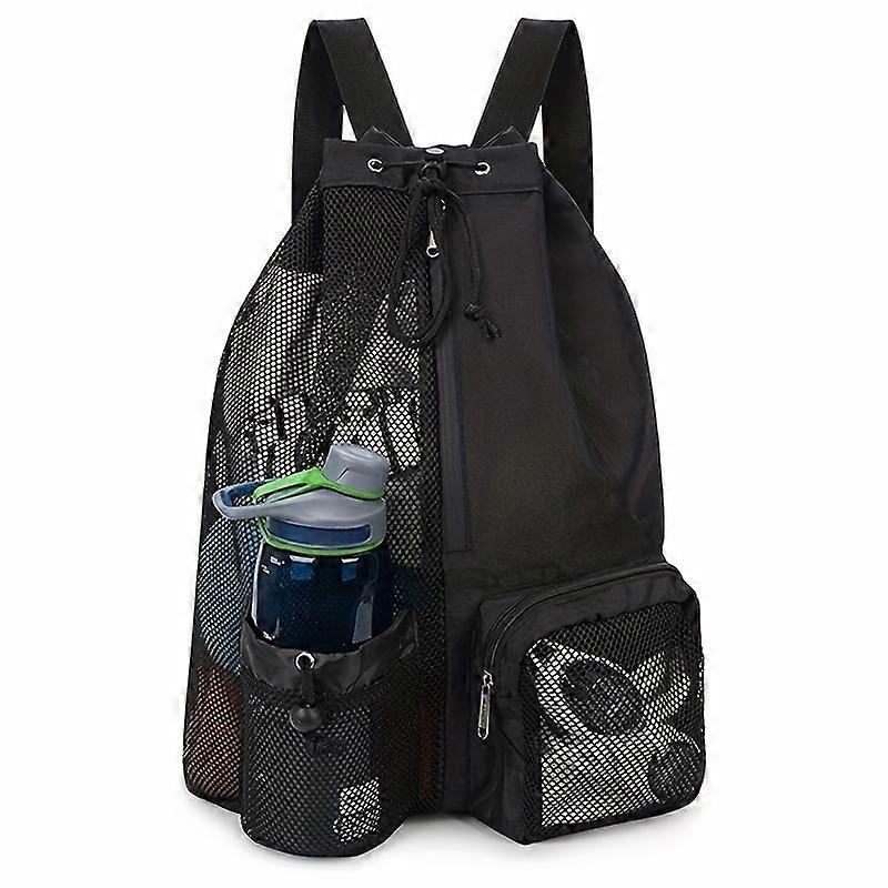 Swimming Bag Mesh Drawstring Backpack with Wet Bag Beach Backpack