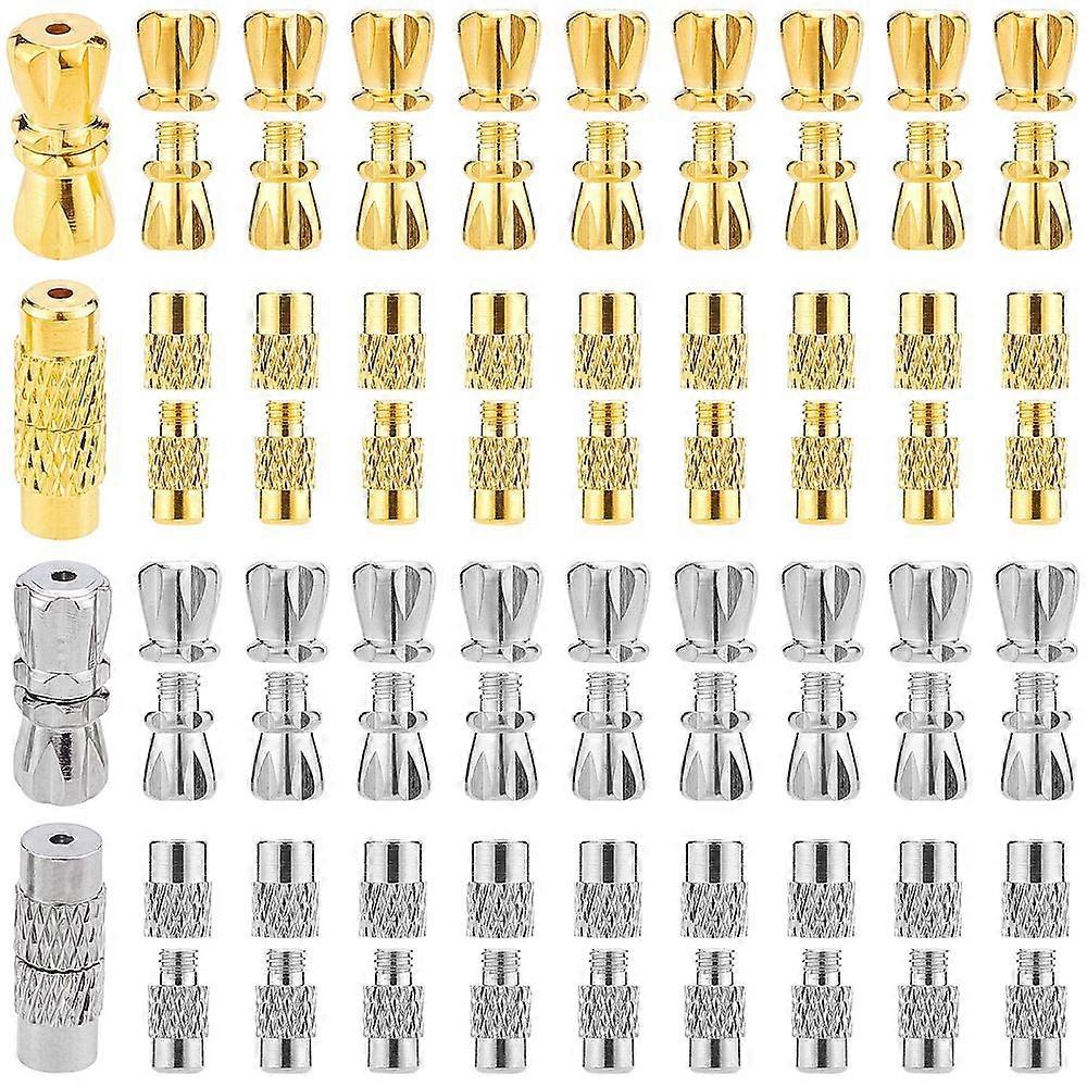 120 sets 4 style Column Brass Screw Clasps Platinum Golden 30 set/style