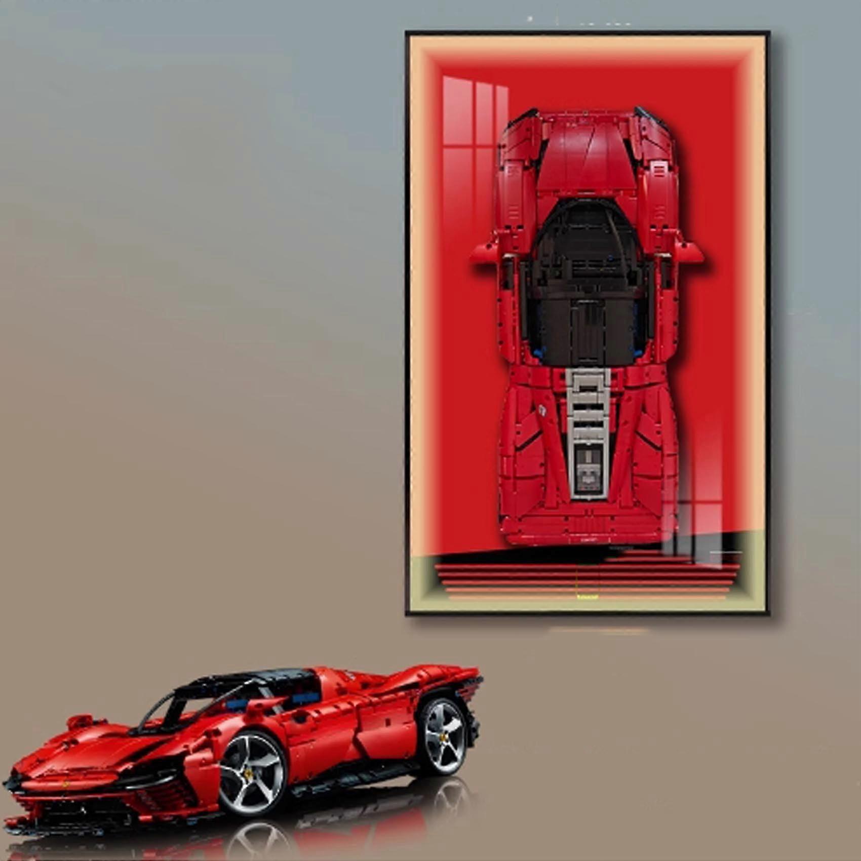 Transparent Crystal Mirror LED Wall Display Case for Compatible Car Models, Slim Aluminium Frame (42143A)