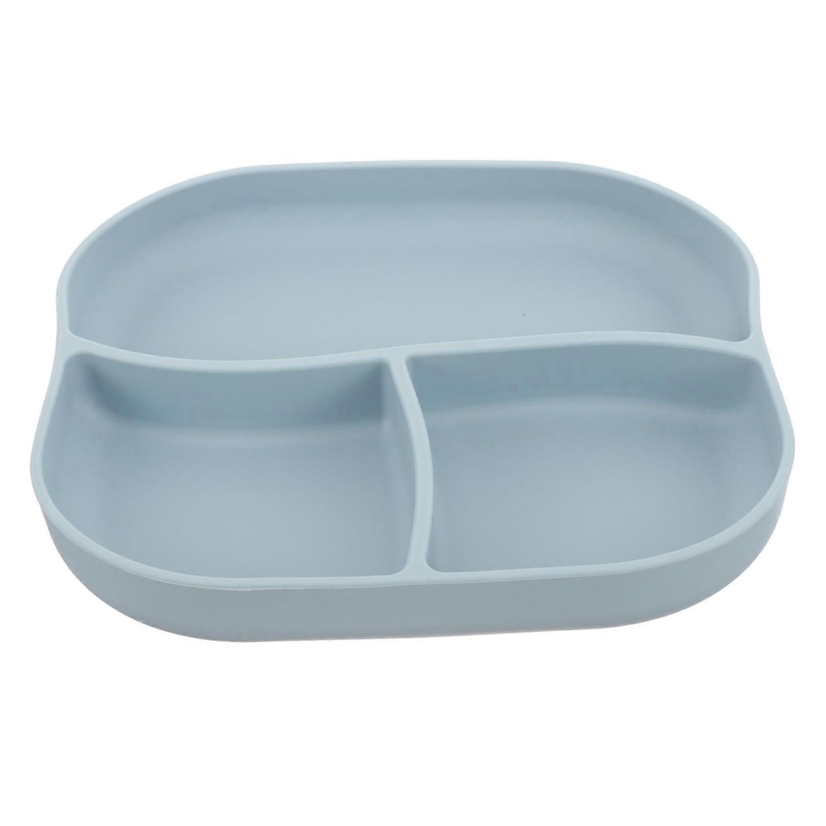 Silicone Suction Plate with Secure Base, Divided Layout for Elderly Self Feeding Training, Blue
