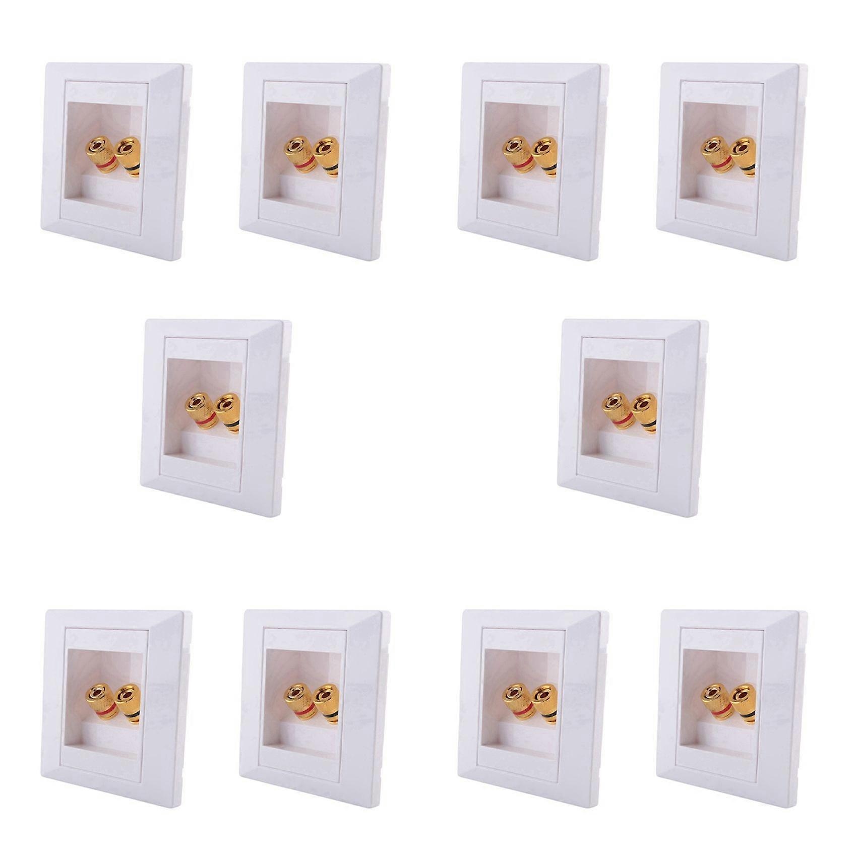 10X Wall Socket Connection Port with 2 Jack Speaker White
