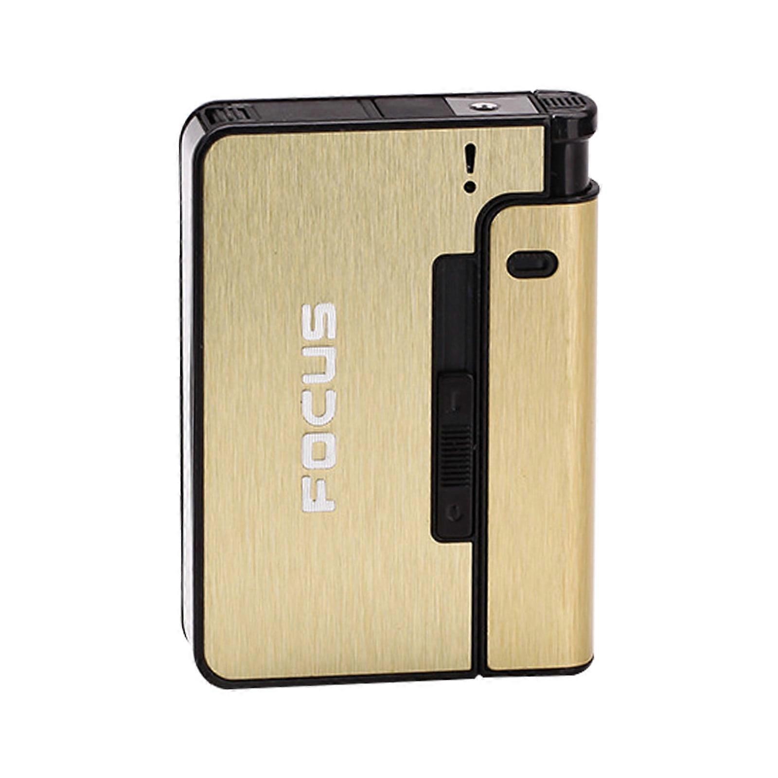 Cleance! Automatic Ejection Cigarette Dispenser Case Box with Lighter Case Holder, Aluminium Case, Focus