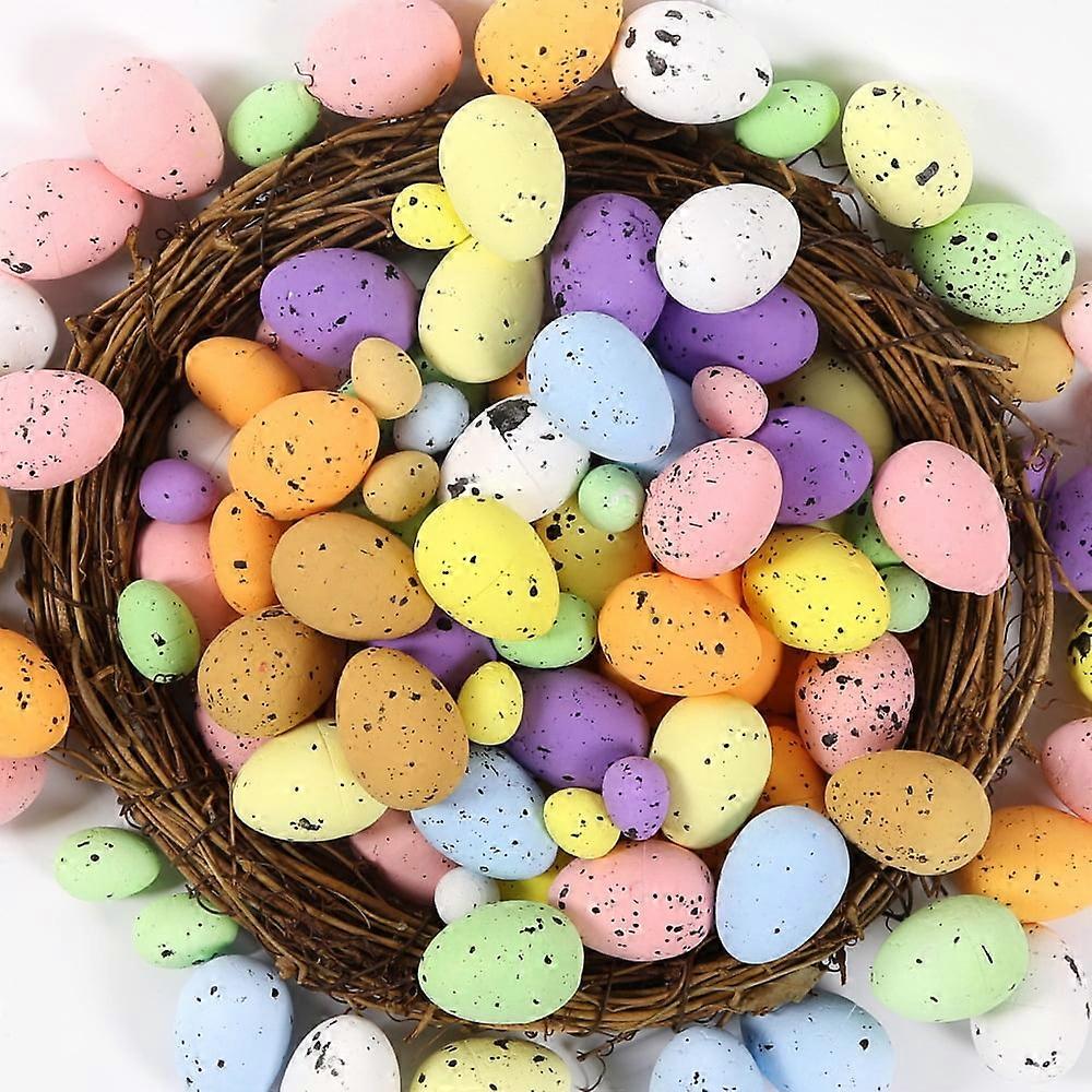 50 PCS Easter Eggs Shells Colorful Easter Eggs Simulation Egg Foam Egg Shell Handmade DIY Easter Egg（1.2X0.79IN）