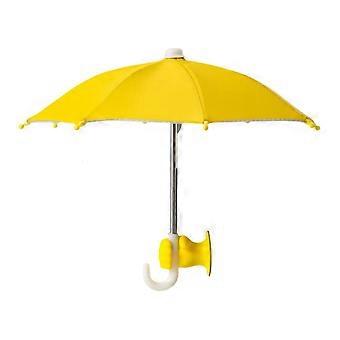Phone Umbrella Holder with AntiGlare Sun Shade, Adjustable Clamp Mount, Rainproof Silver Cover