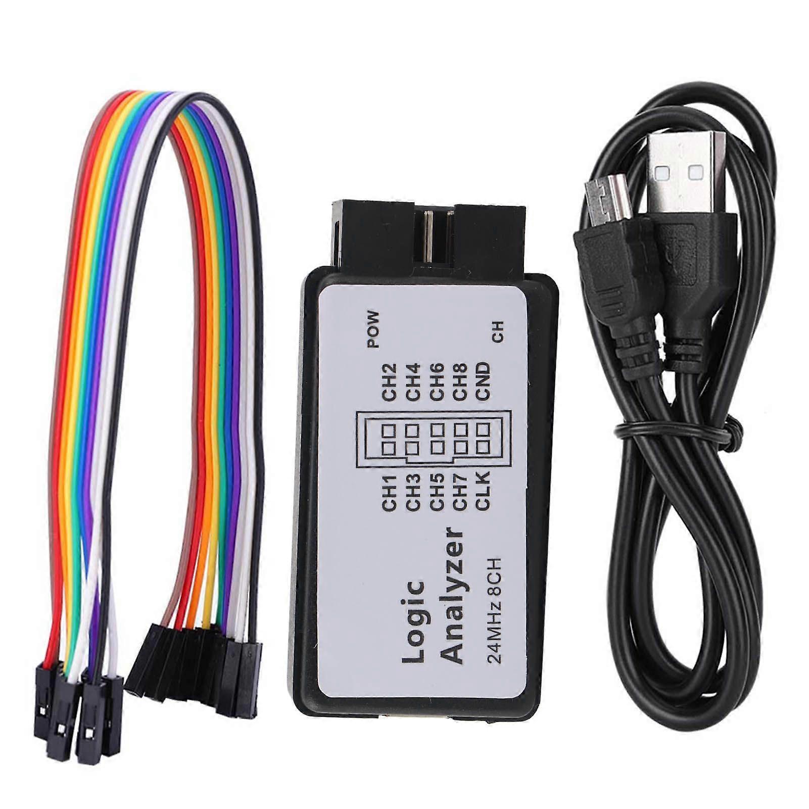USB Logic Analyzer, Mini Pocket Digital Device, 8 Channels, 24 MHz Input Memory