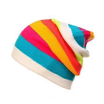 Outdoor Color-blocking Knitted Hat, Winter Warm Rainbow Hat For Snowboard Riding Unisexh