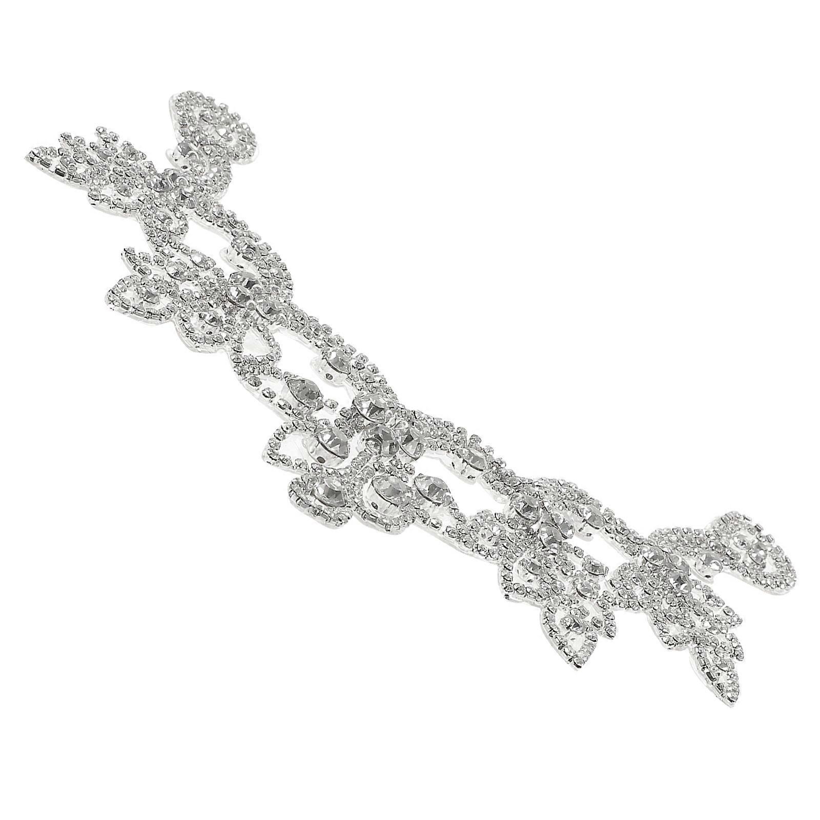 Rhinestones Patch for Clothes Iron on Patch DIY Repair Silver