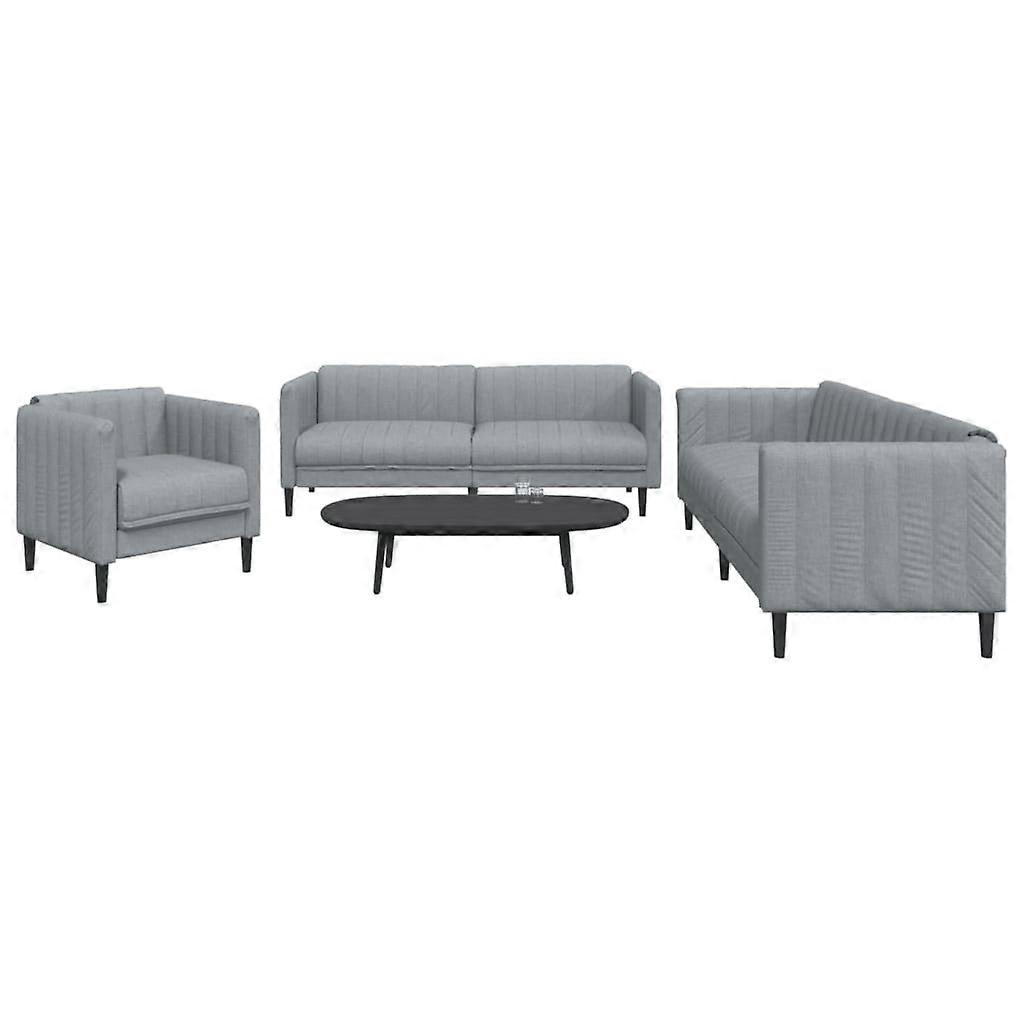 3-tlg. Sofagarnitur Hellgrau Stoff, SKU: 3209229