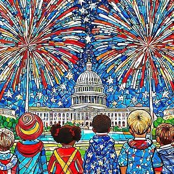 Quebra-cabeça de fogos de artifício de verão para adultos e famílias - Celebração do 4 de julho