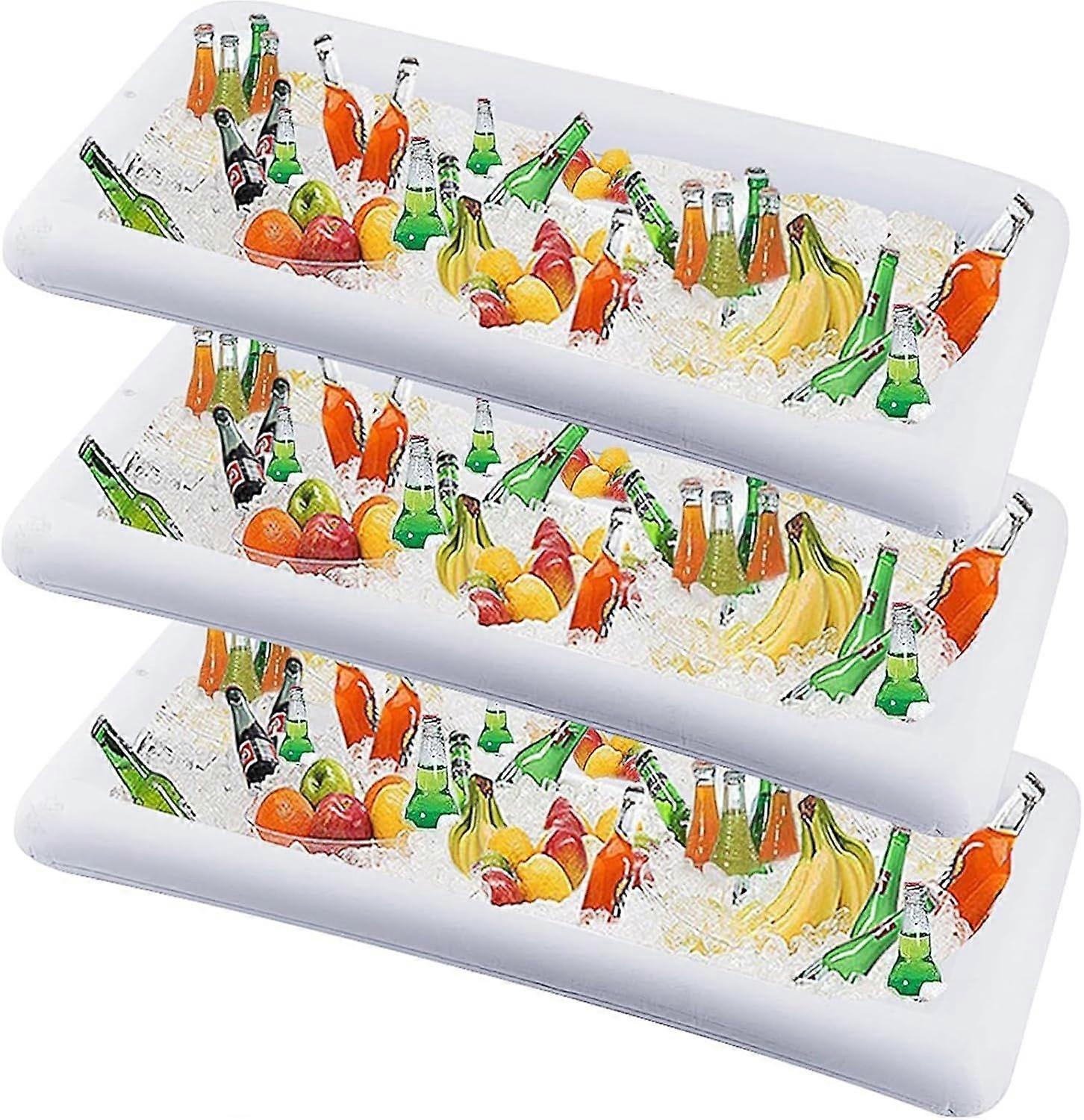 3-Pack Inflatable Serving Bars, Portable Buffet Ice Trays for Parties