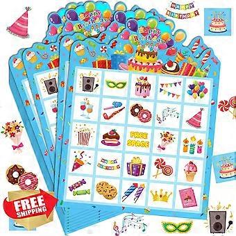 24 Player Birthday Bingo Game Cards Family Party Favors Fun