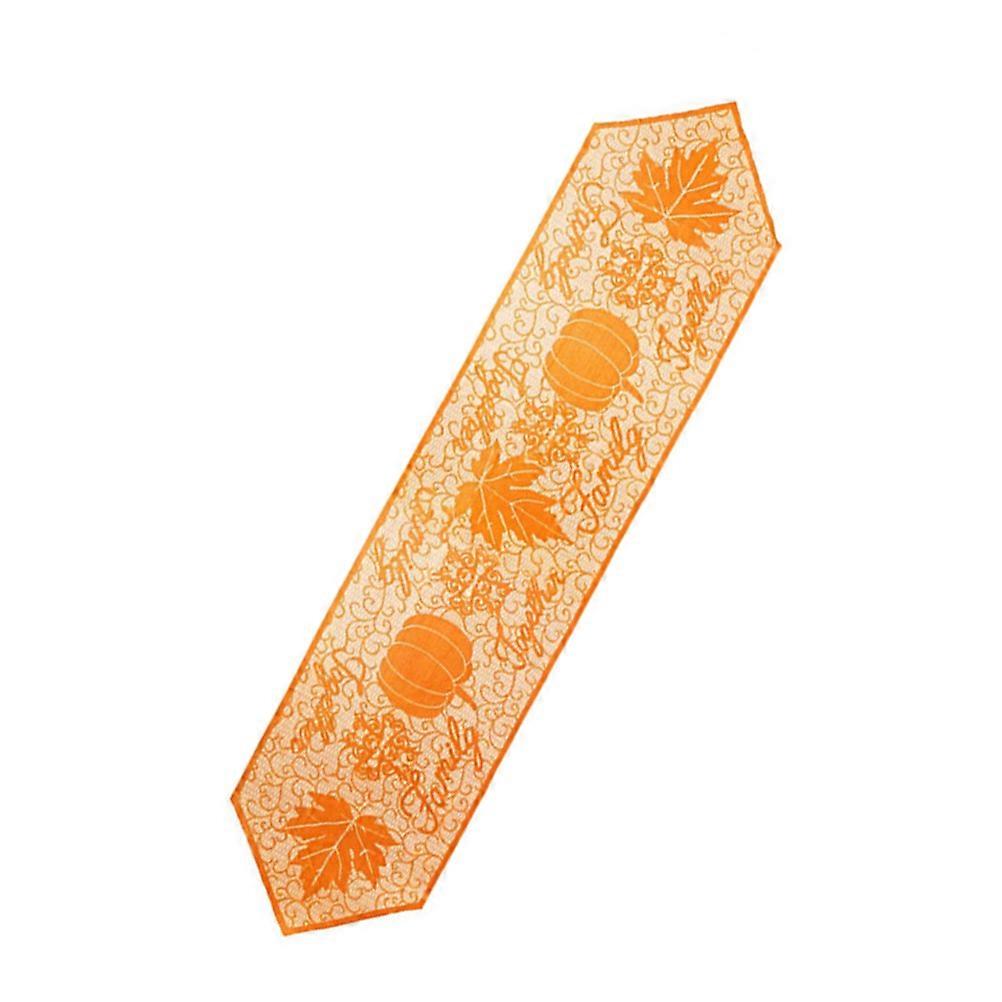 Printed Tablecloth Pumpkin Maple Leaf Table Banner for 2Pcs Use