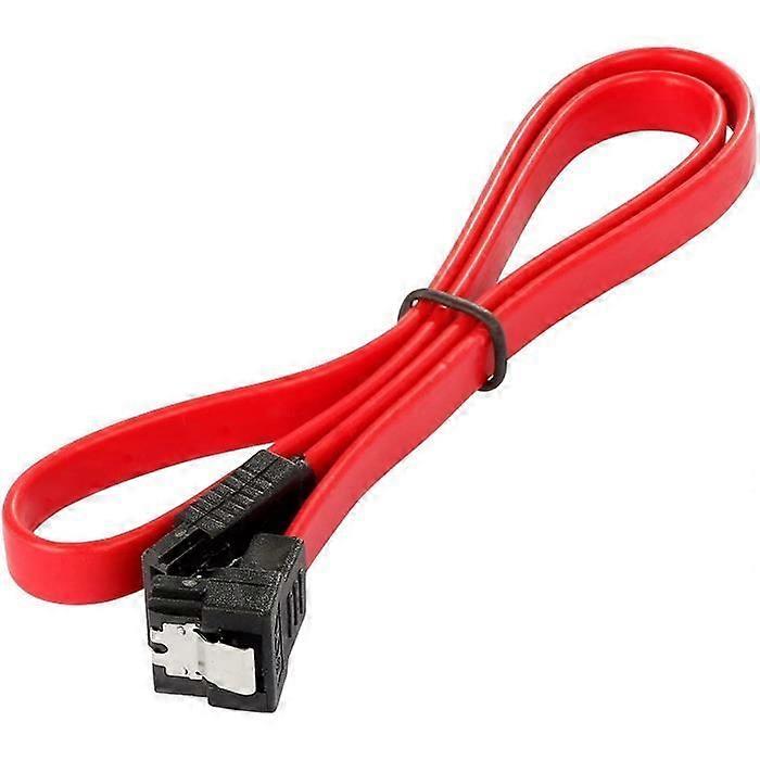 SATA III Cable 50cm 6 Gbps 90 Degree Right Angle Data Cable with Latch - Red